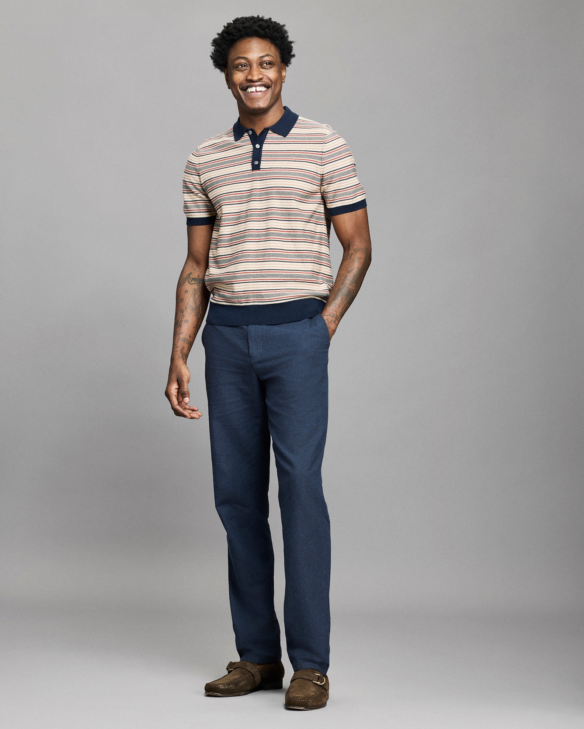 Model shows the fit of the polo.
