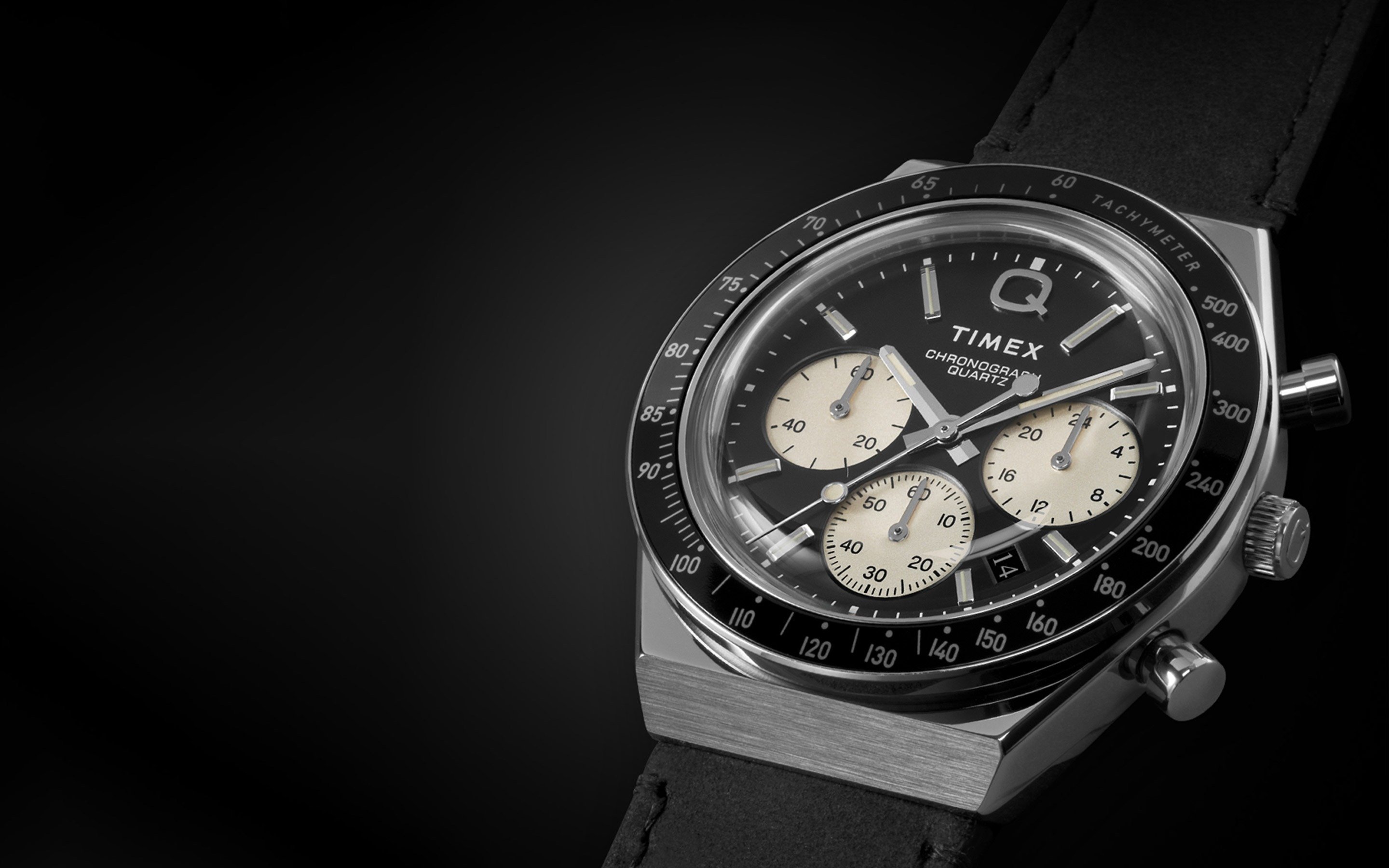 Q Timex Chronograph 40mm Leather Strap Watch - TW2V42800 