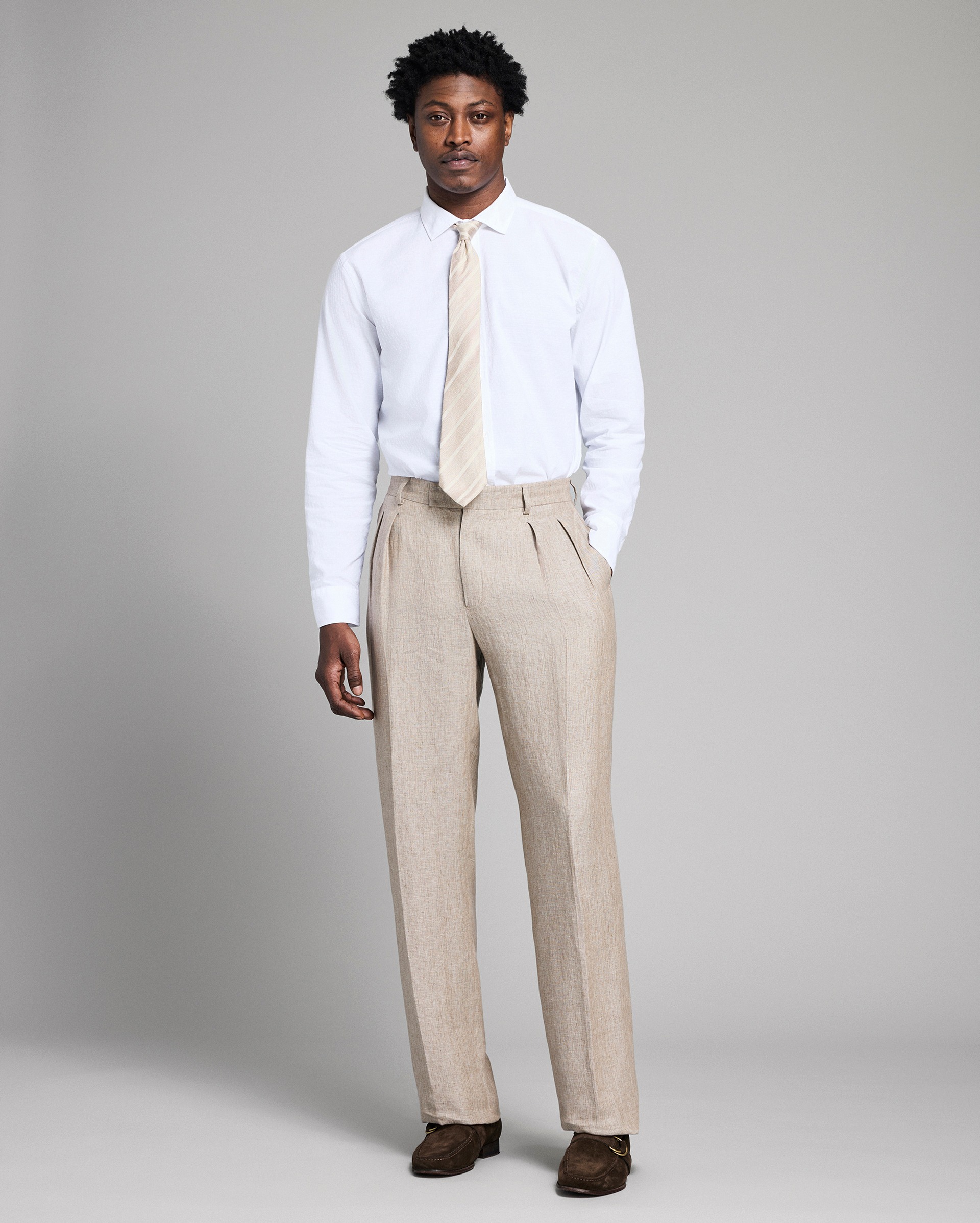 Model shows the fit of the pant.