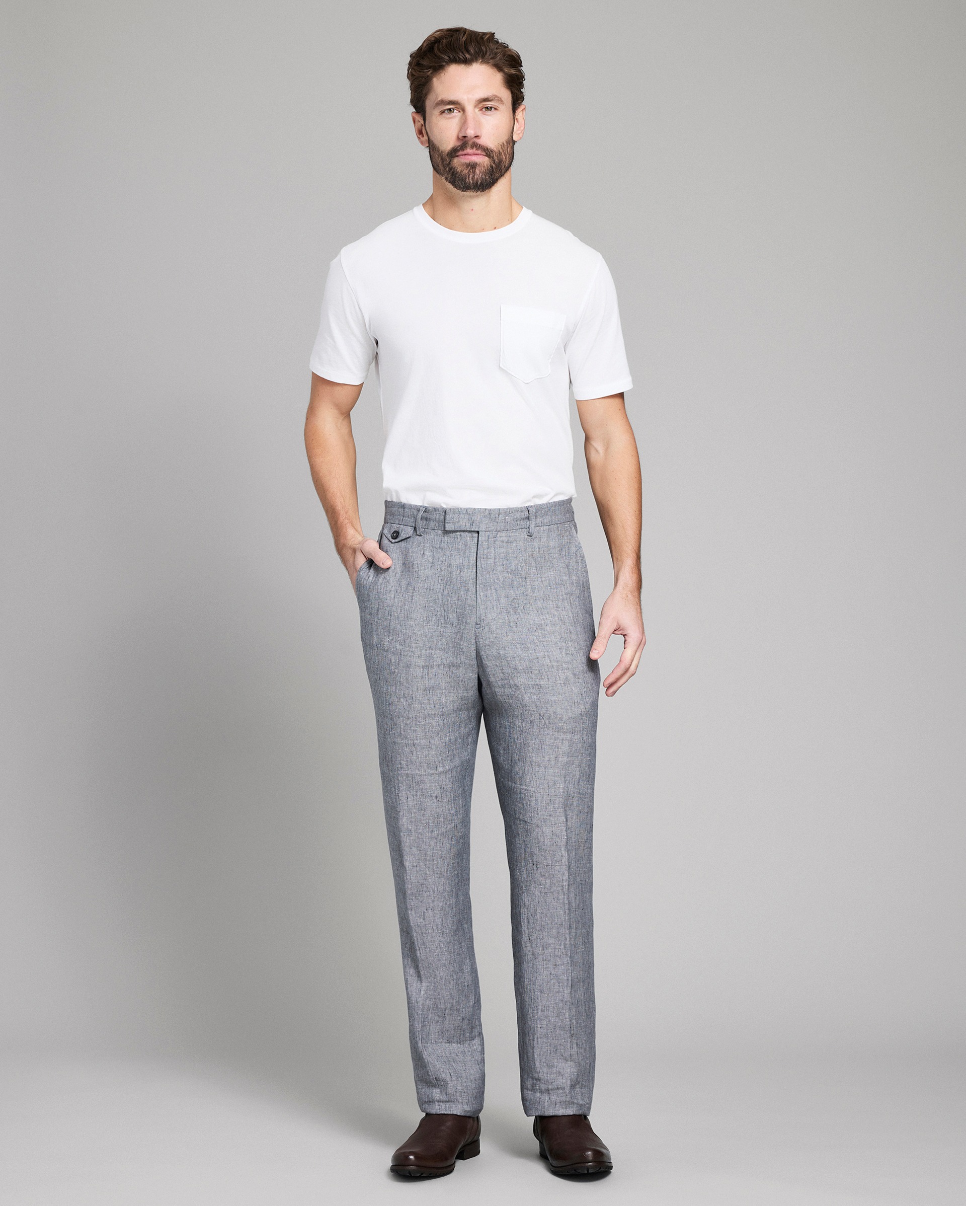 Model shows the fit of the trouser.