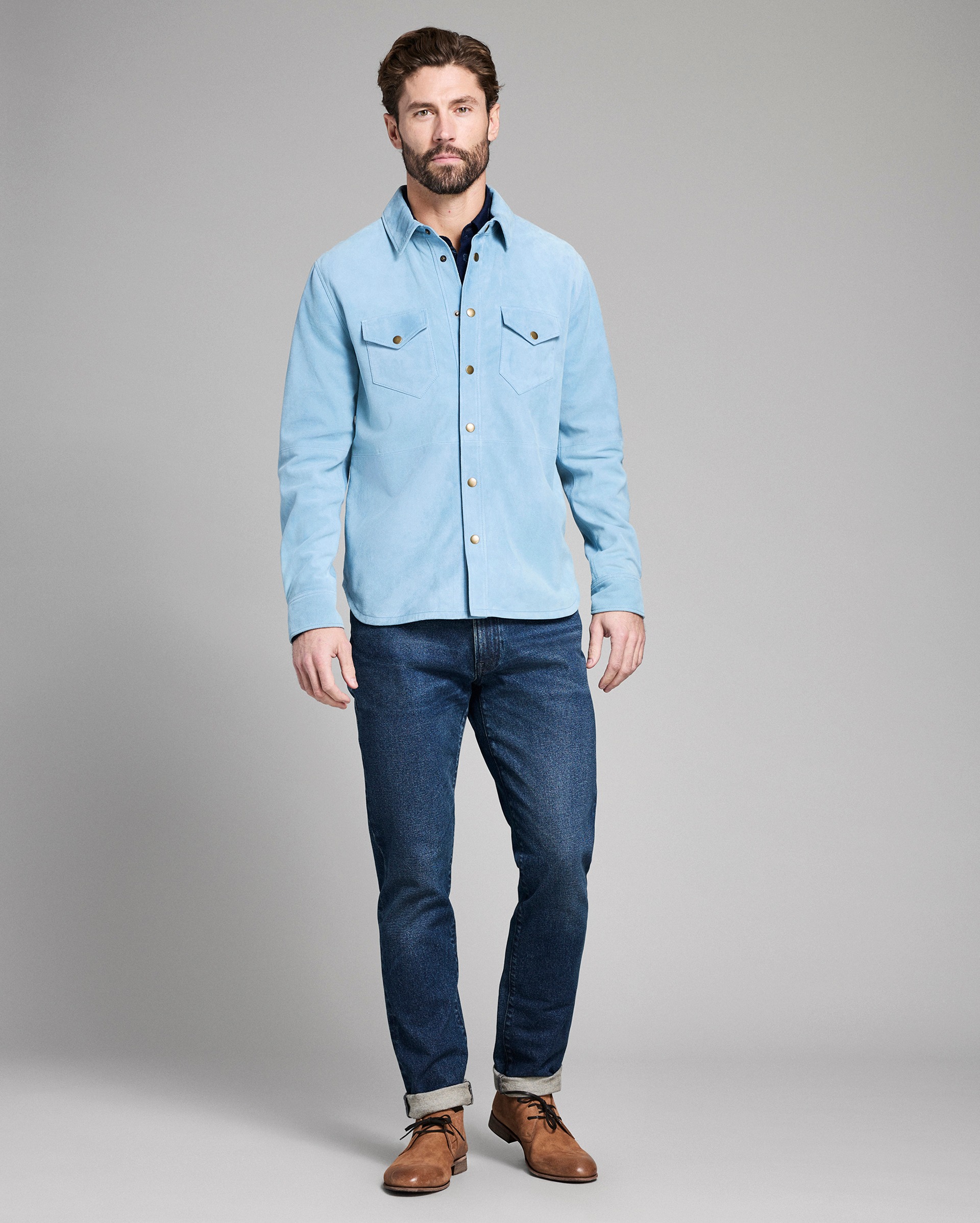 Model shows the fit of the shirt.