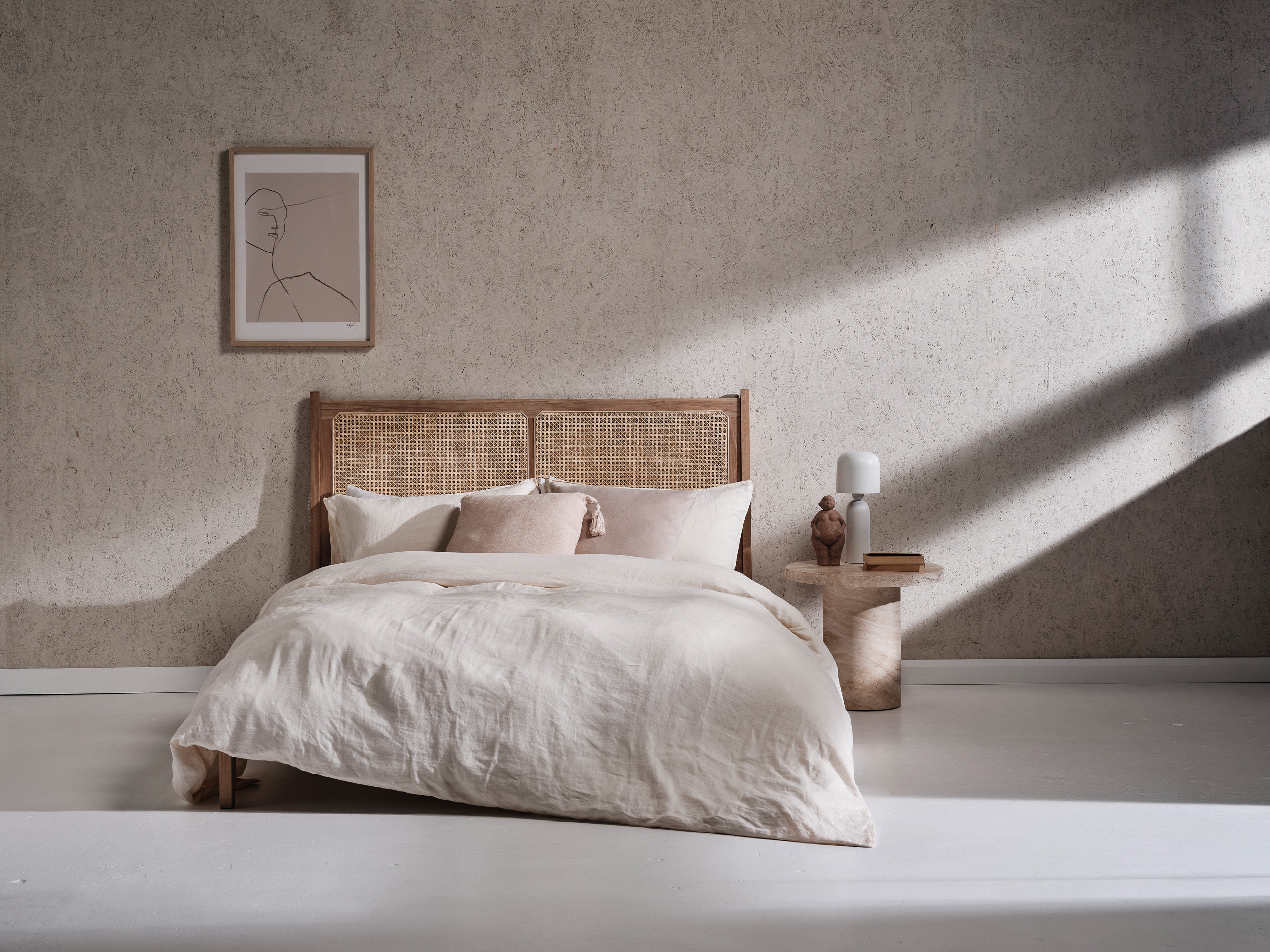 Gena Rattan King Bed - Natural Oak - Floor Stock