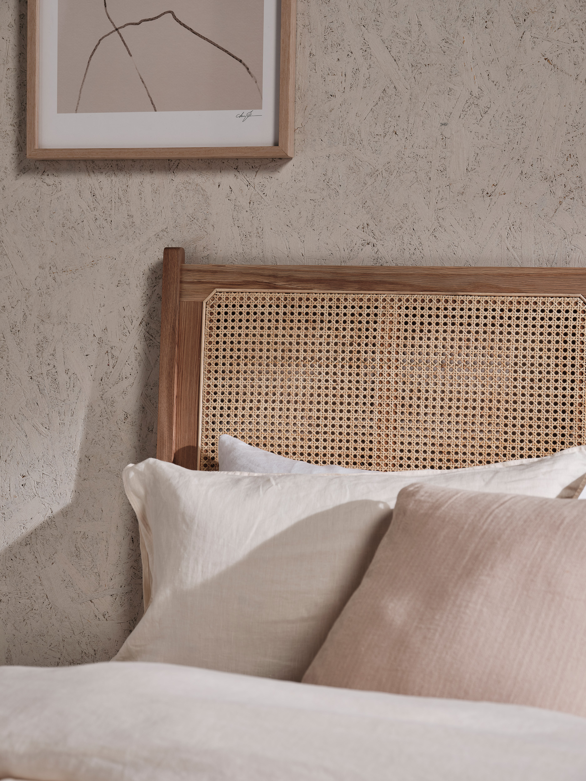 Gena Rattan King Bed - Natural Oak - Floor Stock