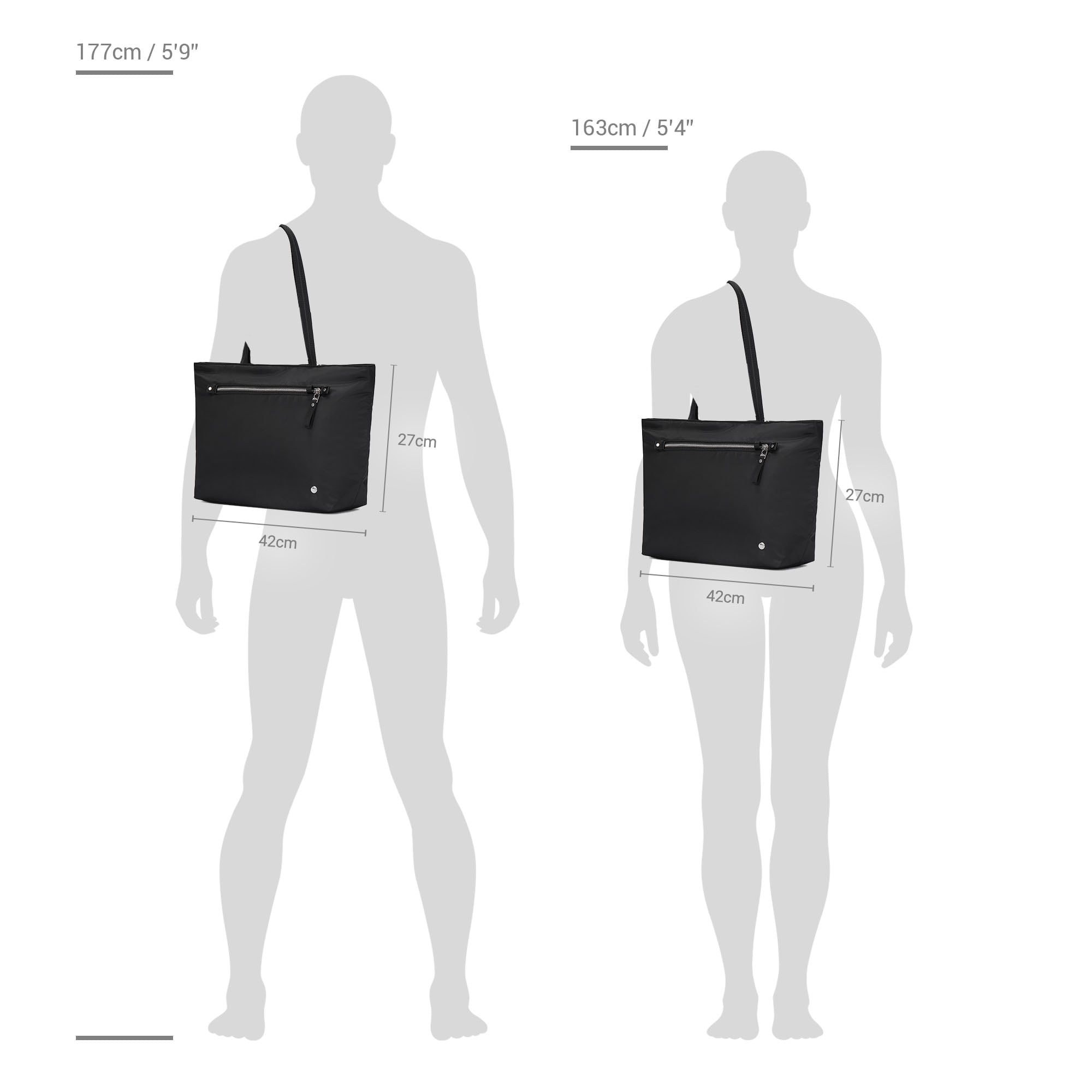 Size chart for Pacsafe® W Anti-Theft Carryall Tote