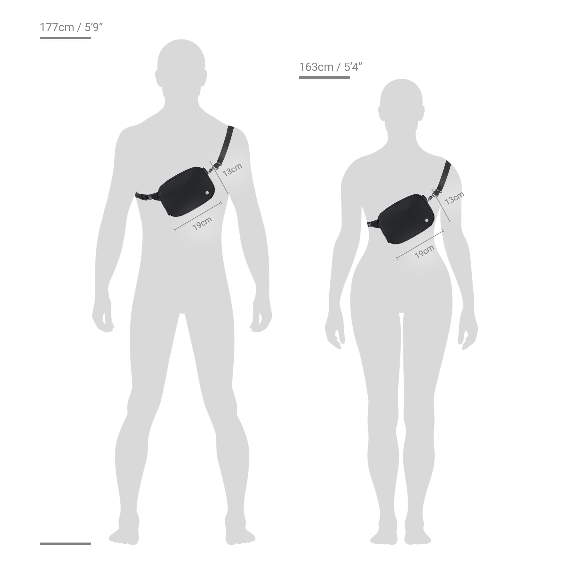 Size chart for Pacsafe® W Anti-Theft Micro Sling