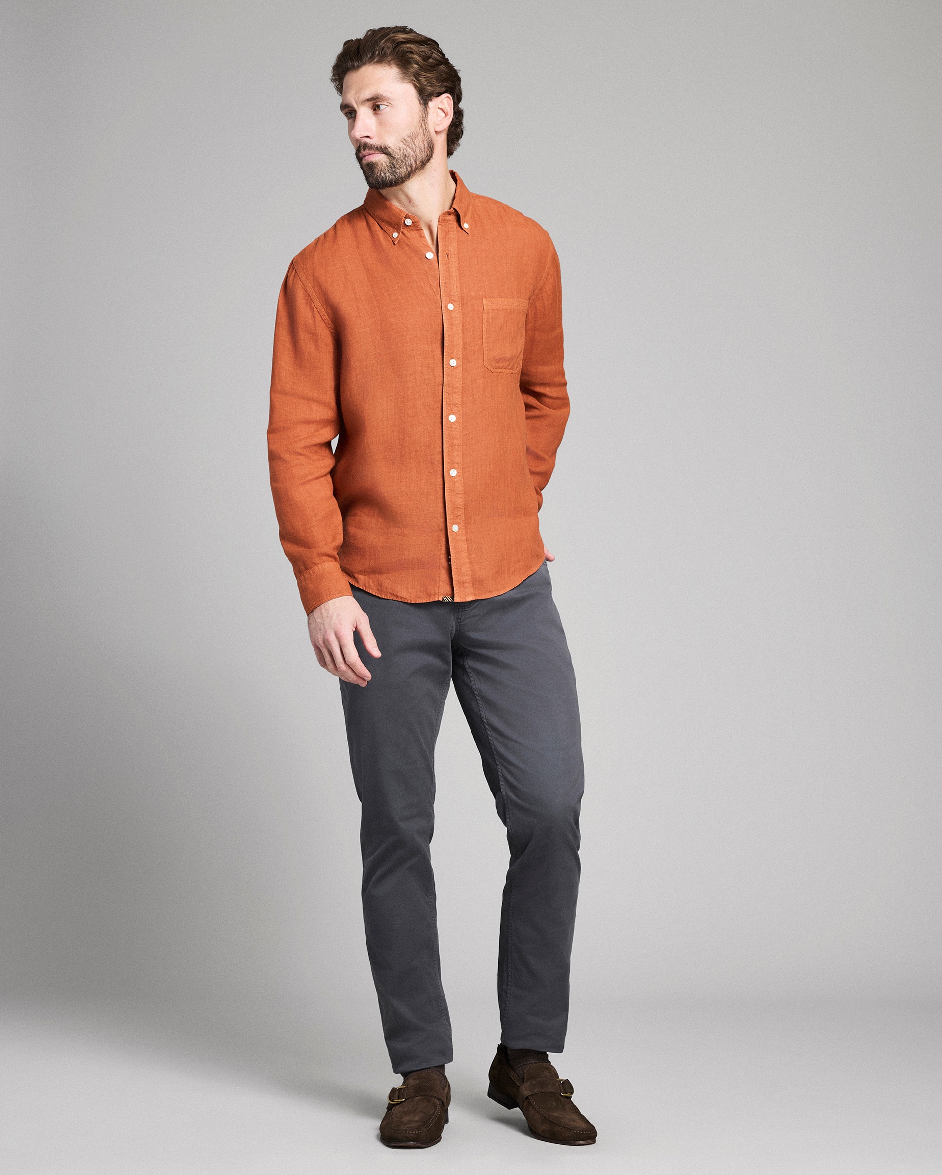 Model shows the fit of the shirt.