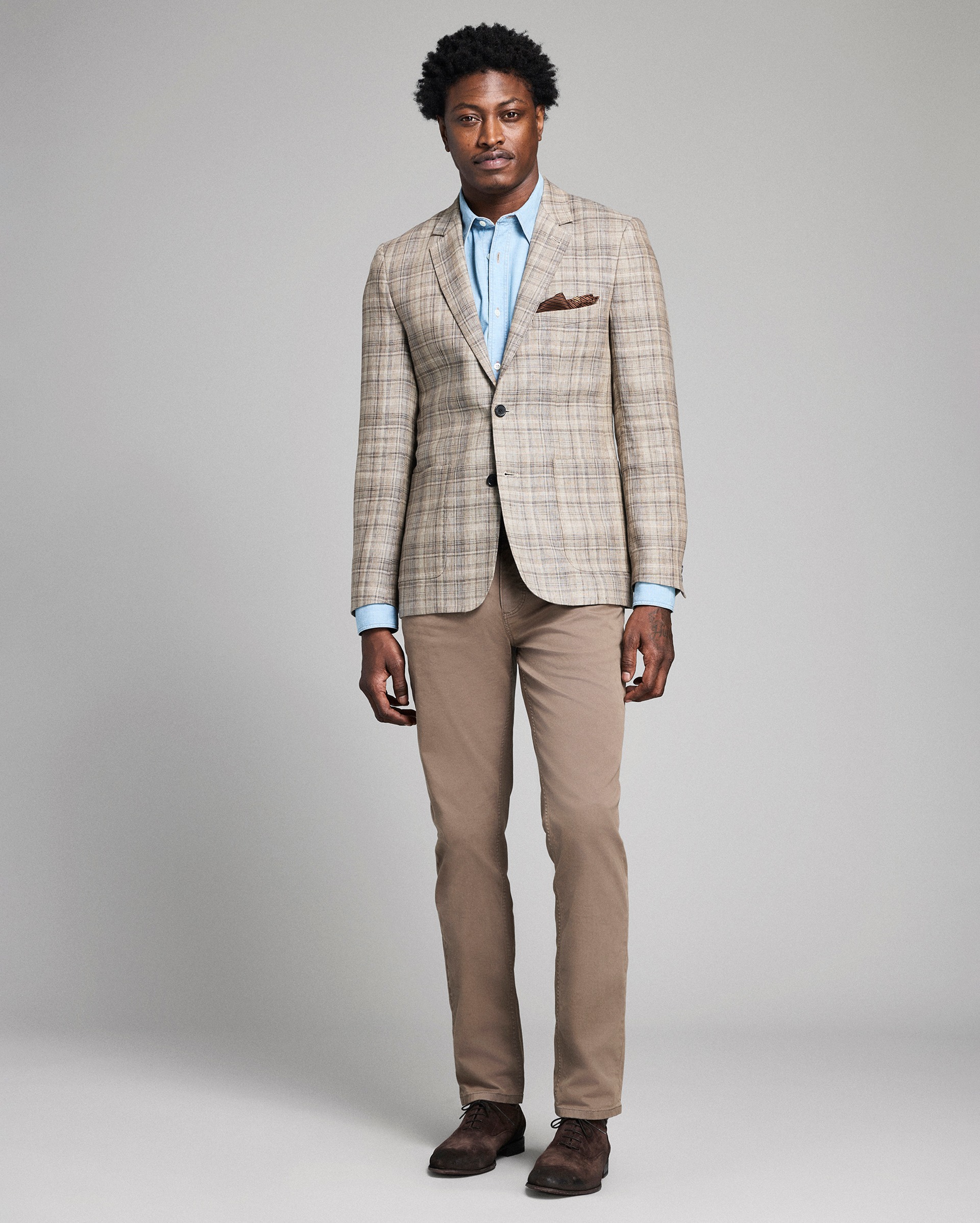 Model shows the suit.