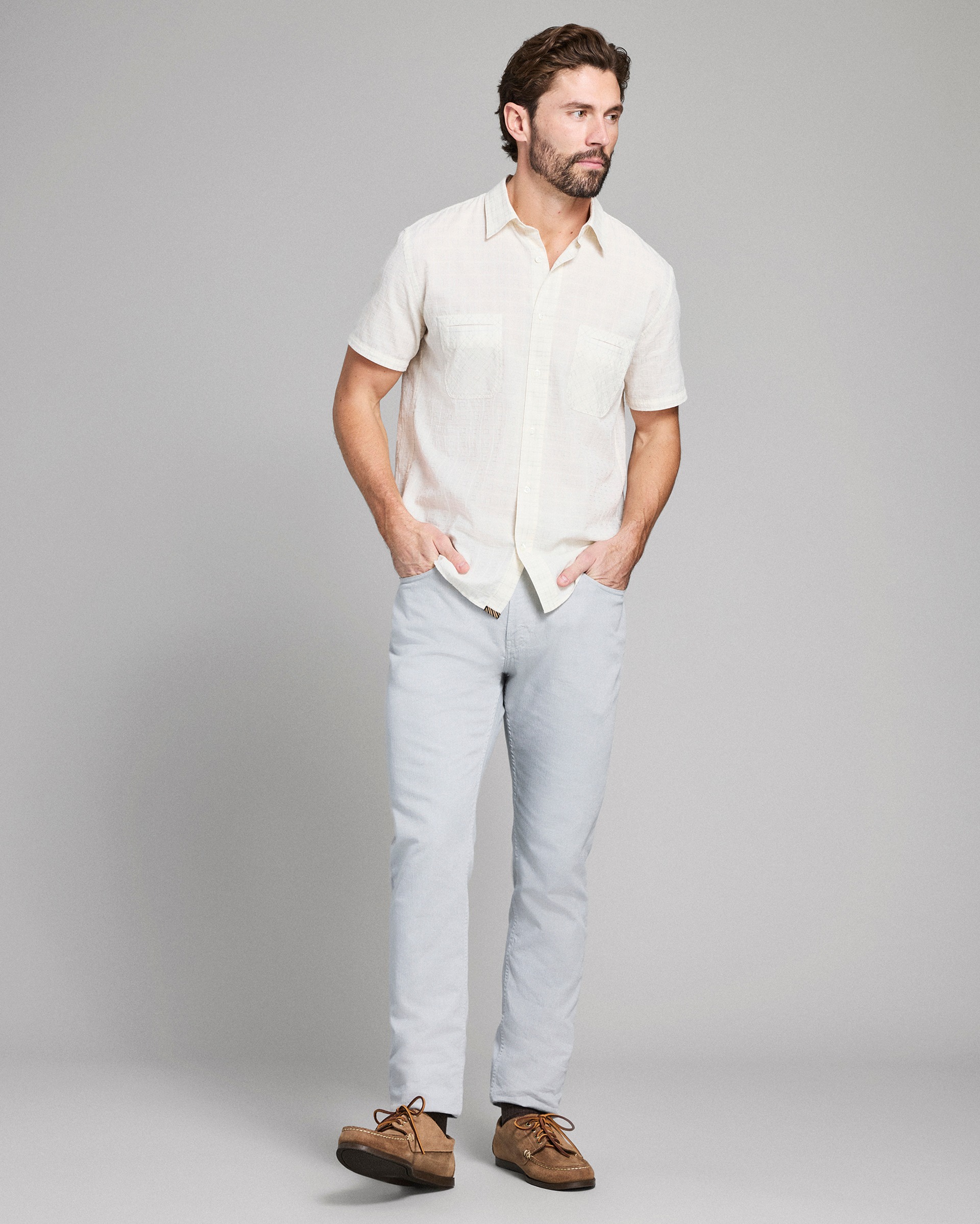 Model shows the fit of the shirt.