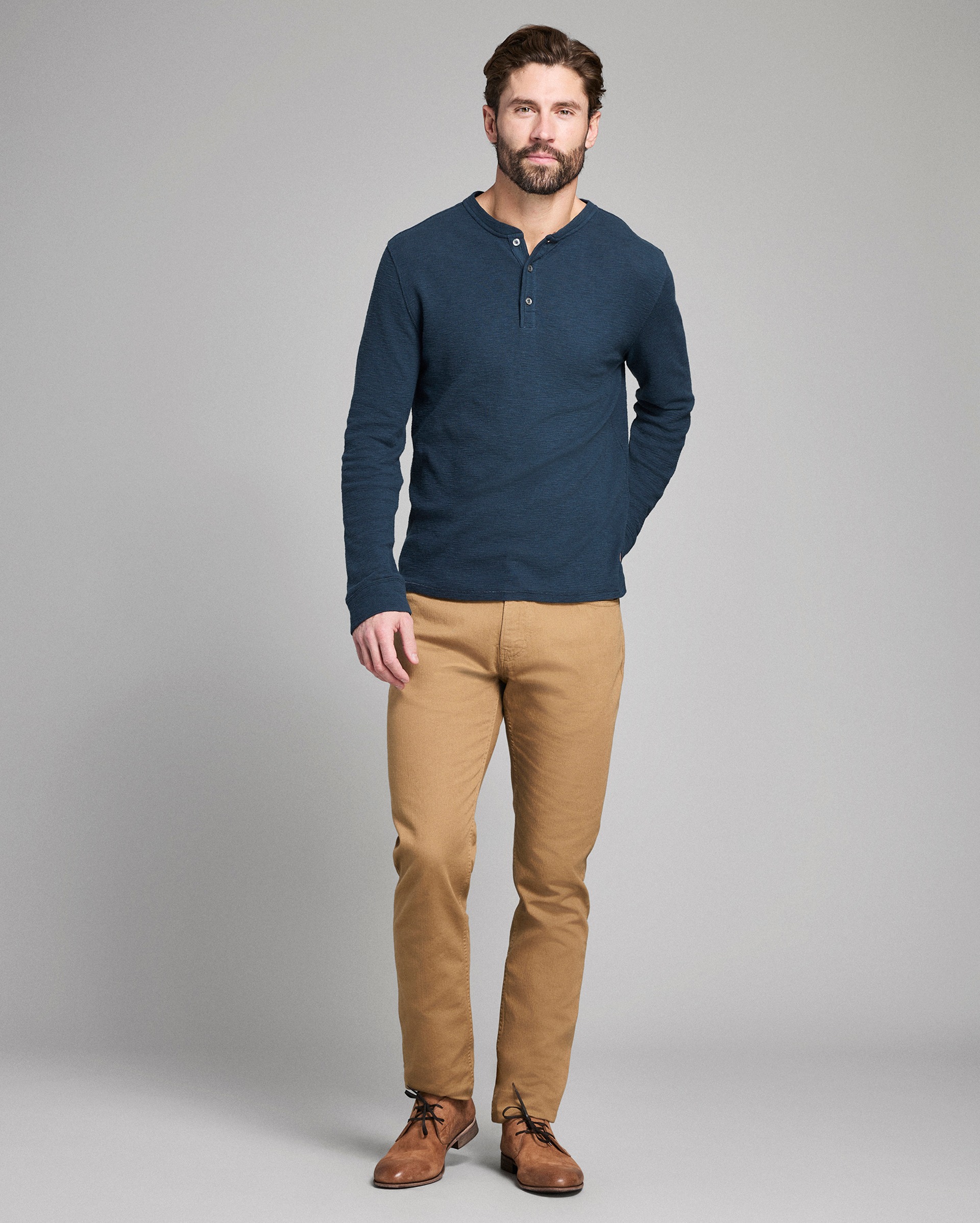 Model shows the fit of the henley.