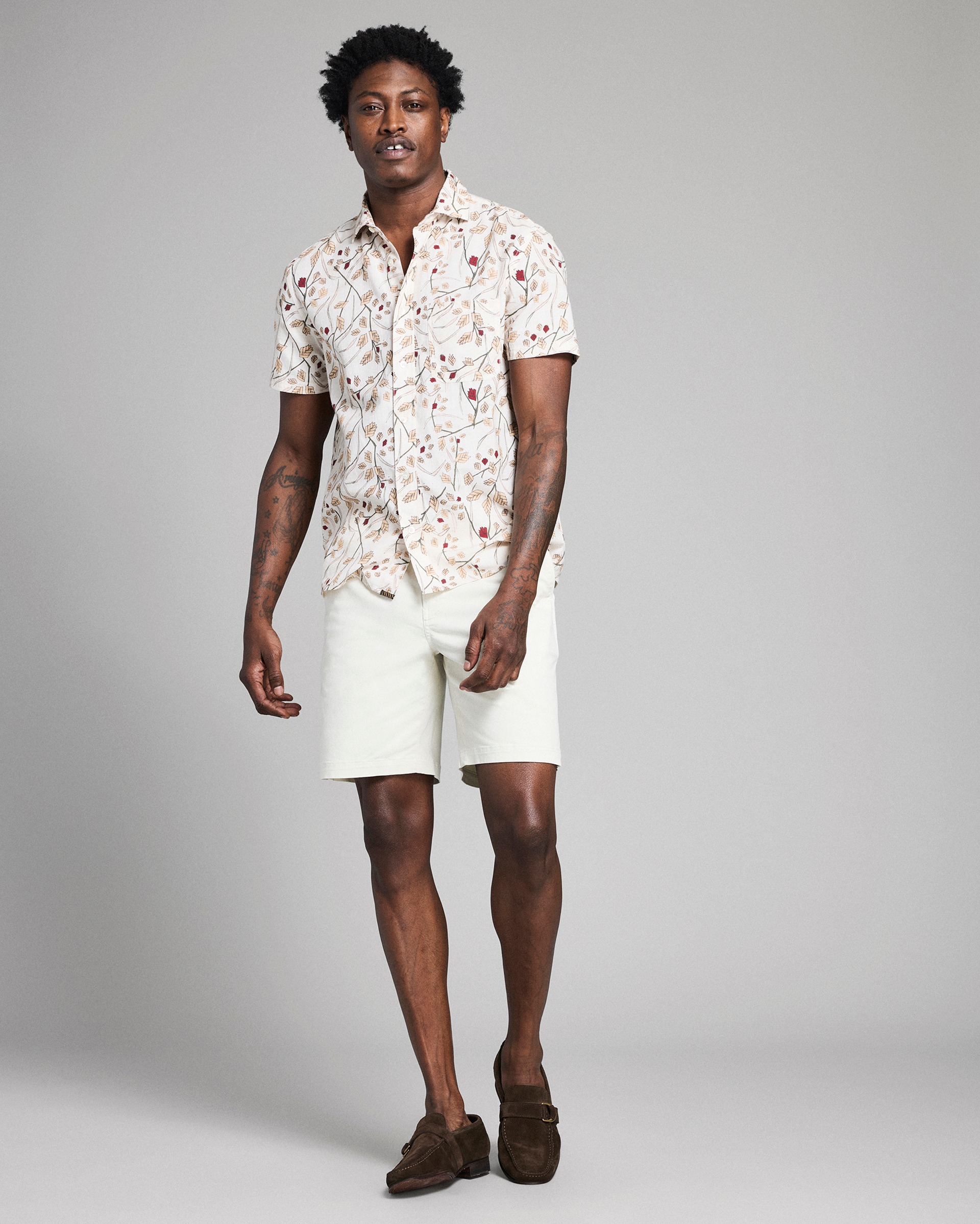 Model shows the fit of the shirt.