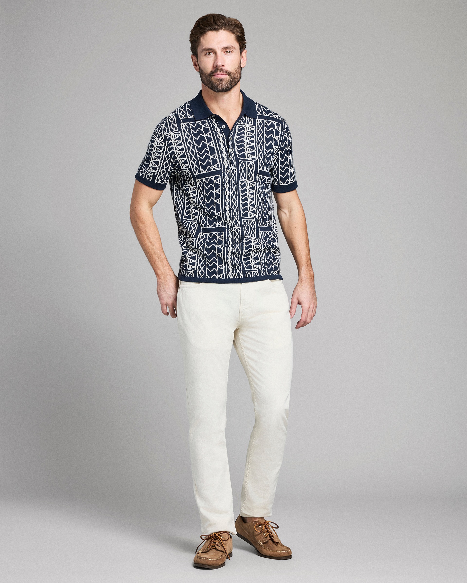 Model shows the fit of the polo.