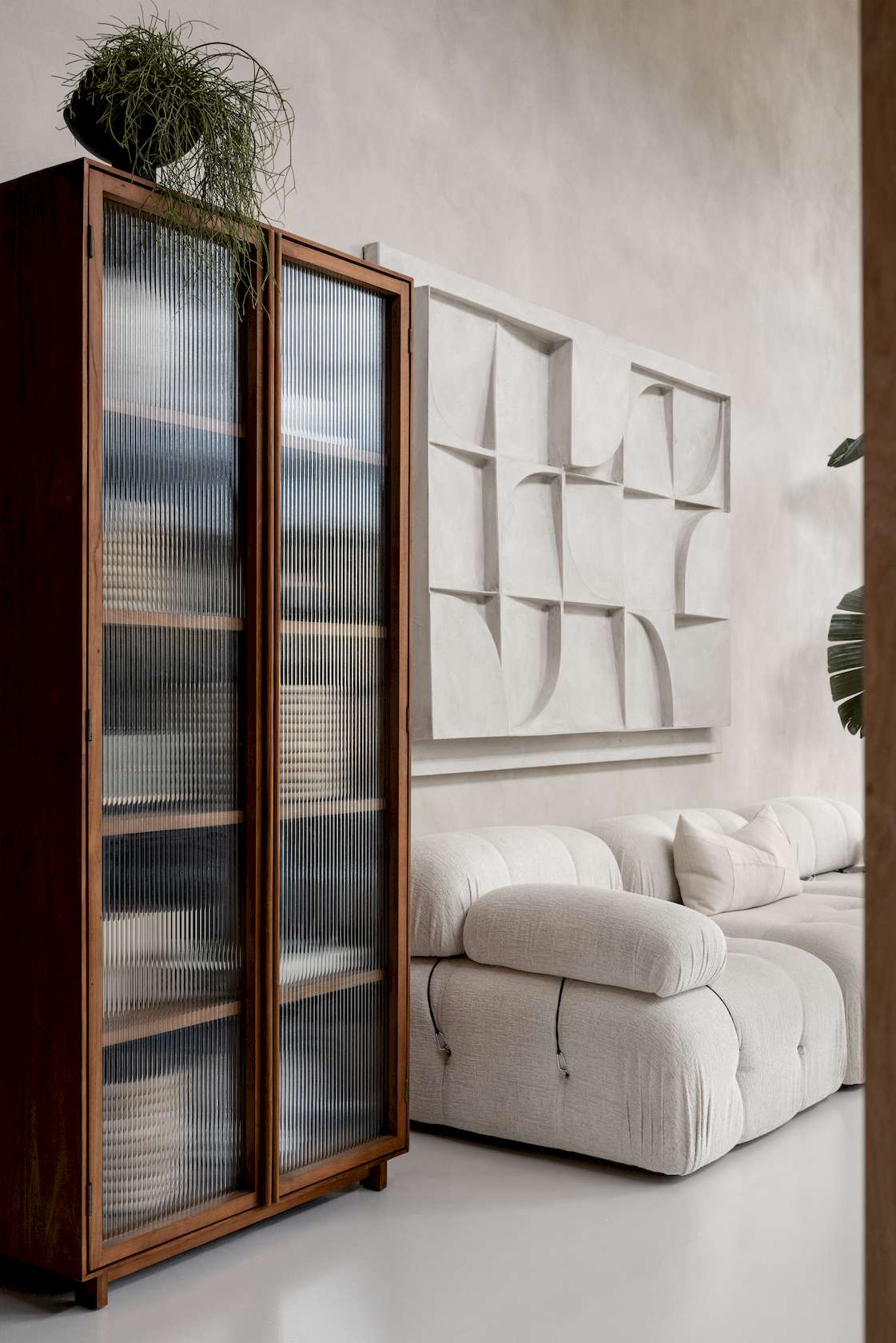 dBodhi Motion Display Cabinet - 2 Textured Glass Doors - Teak - Floor Stock