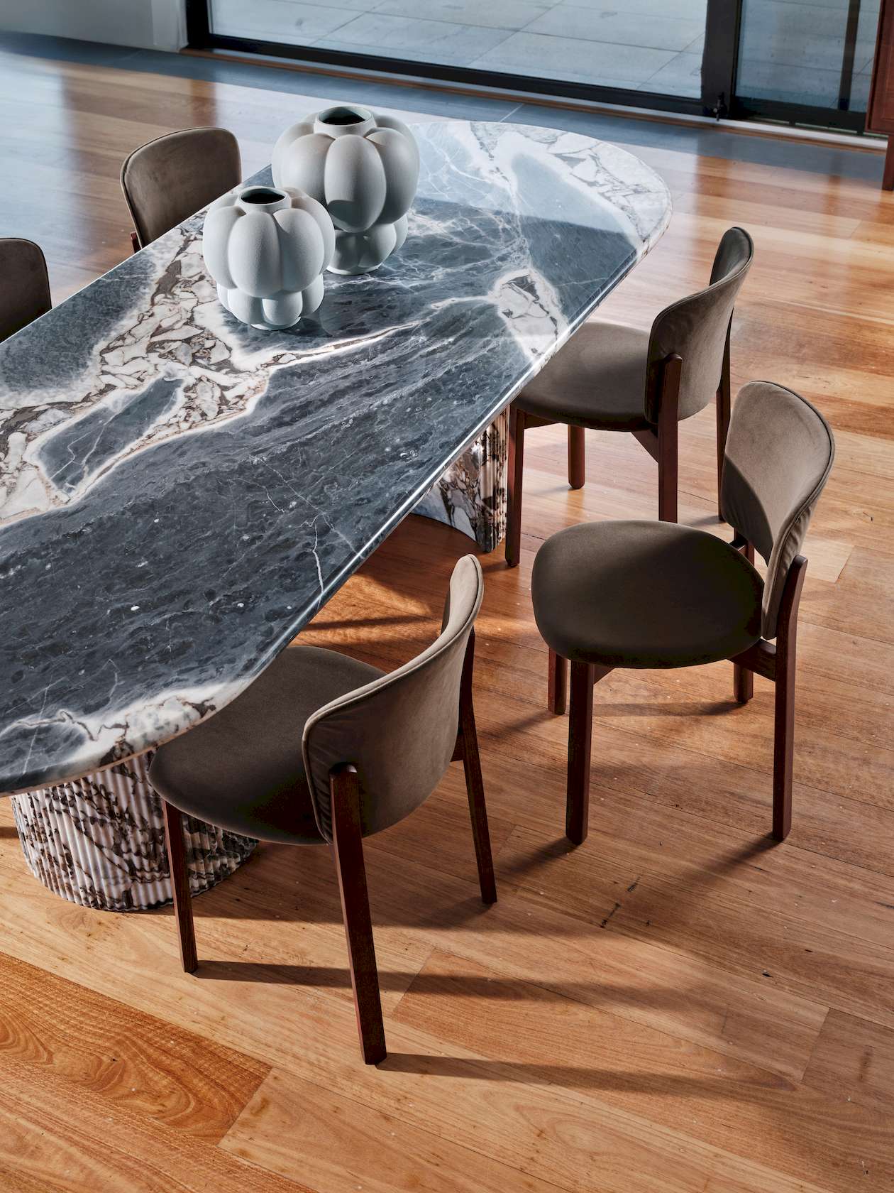 Pinta Dining Chair - Nano Suede-Olive 04 - Walnut - Set of 6 - Floor Stock