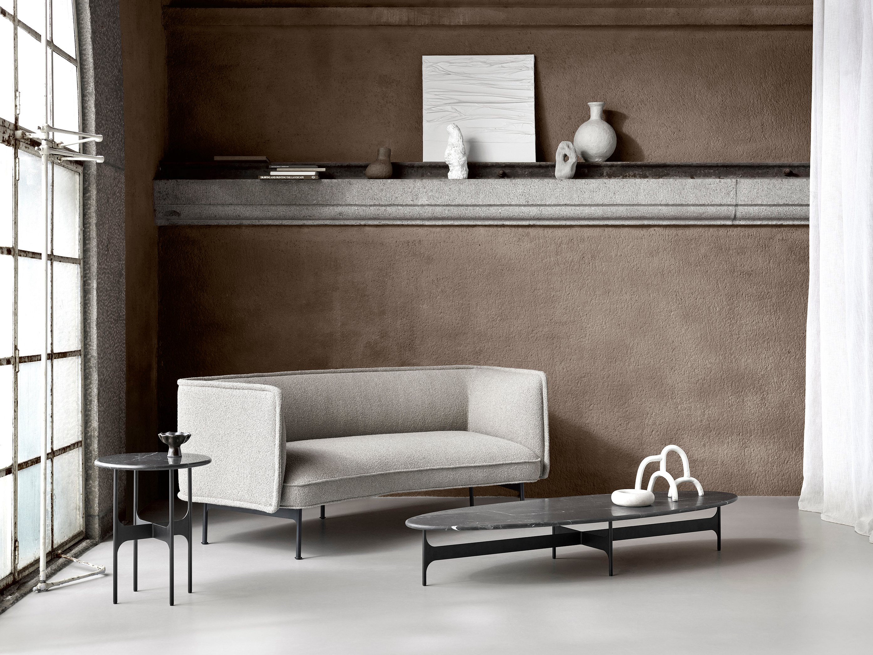 Floema Oval Coffee Table - Grey Marble - Floor Stock