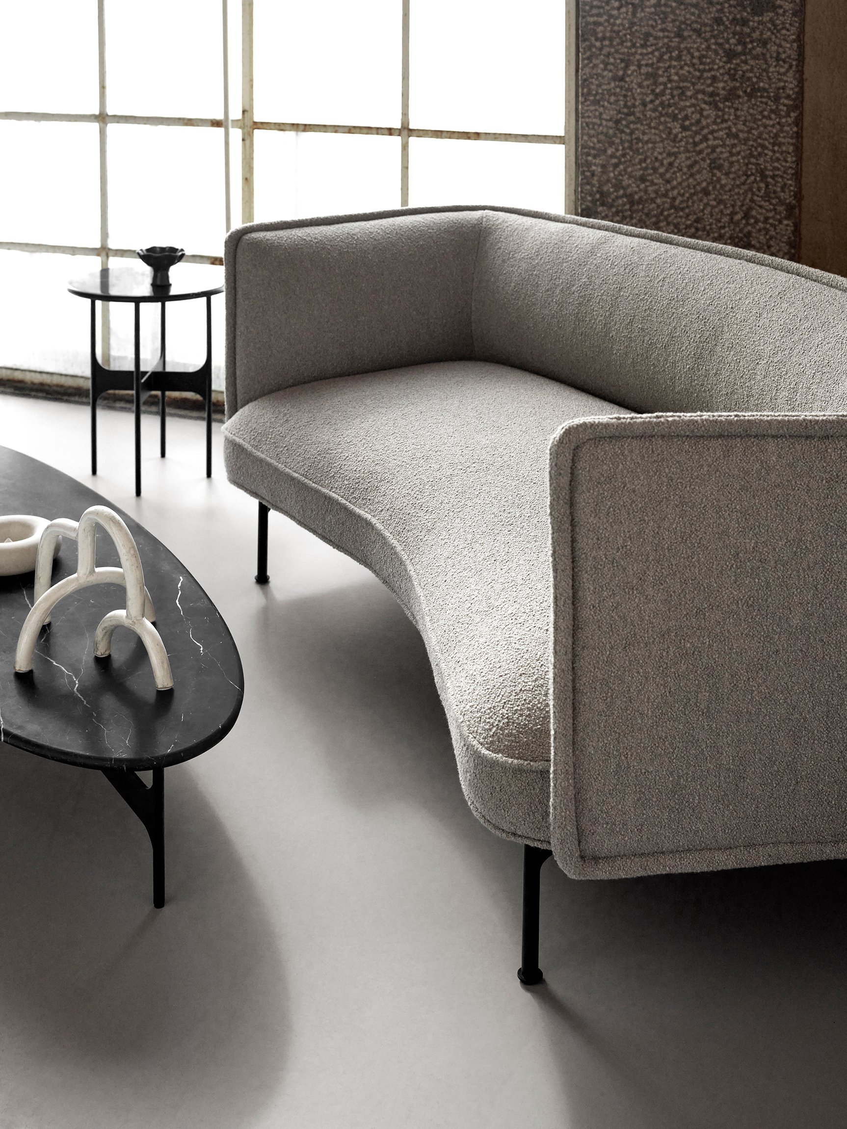 Floema Oval Coffee Table - Grey Marble - Floor Stock