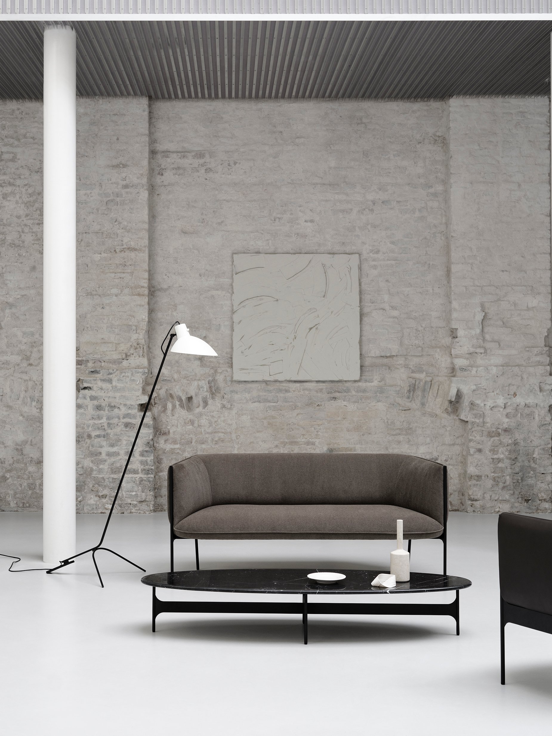 Floema Oval Coffee Table - Grey Marble - Floor Stock
