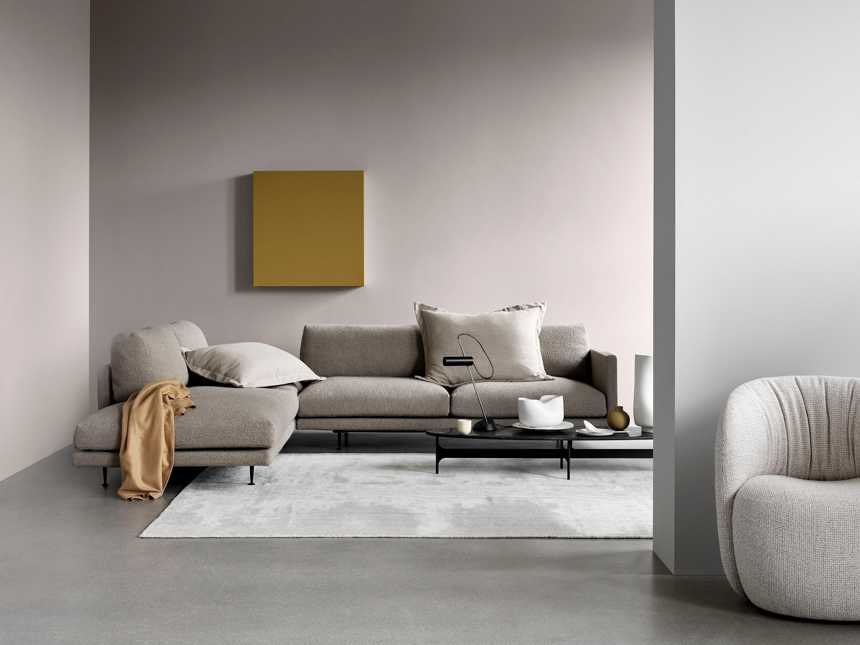 Floema Oval Coffee Table - Grey Marble - Floor Stock