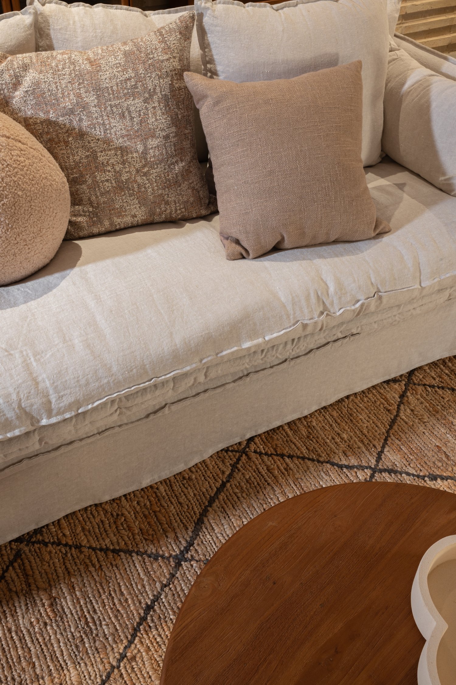 Pace 3 Seater Sofa With Arms - Neo Olive Linen - Floor Stock