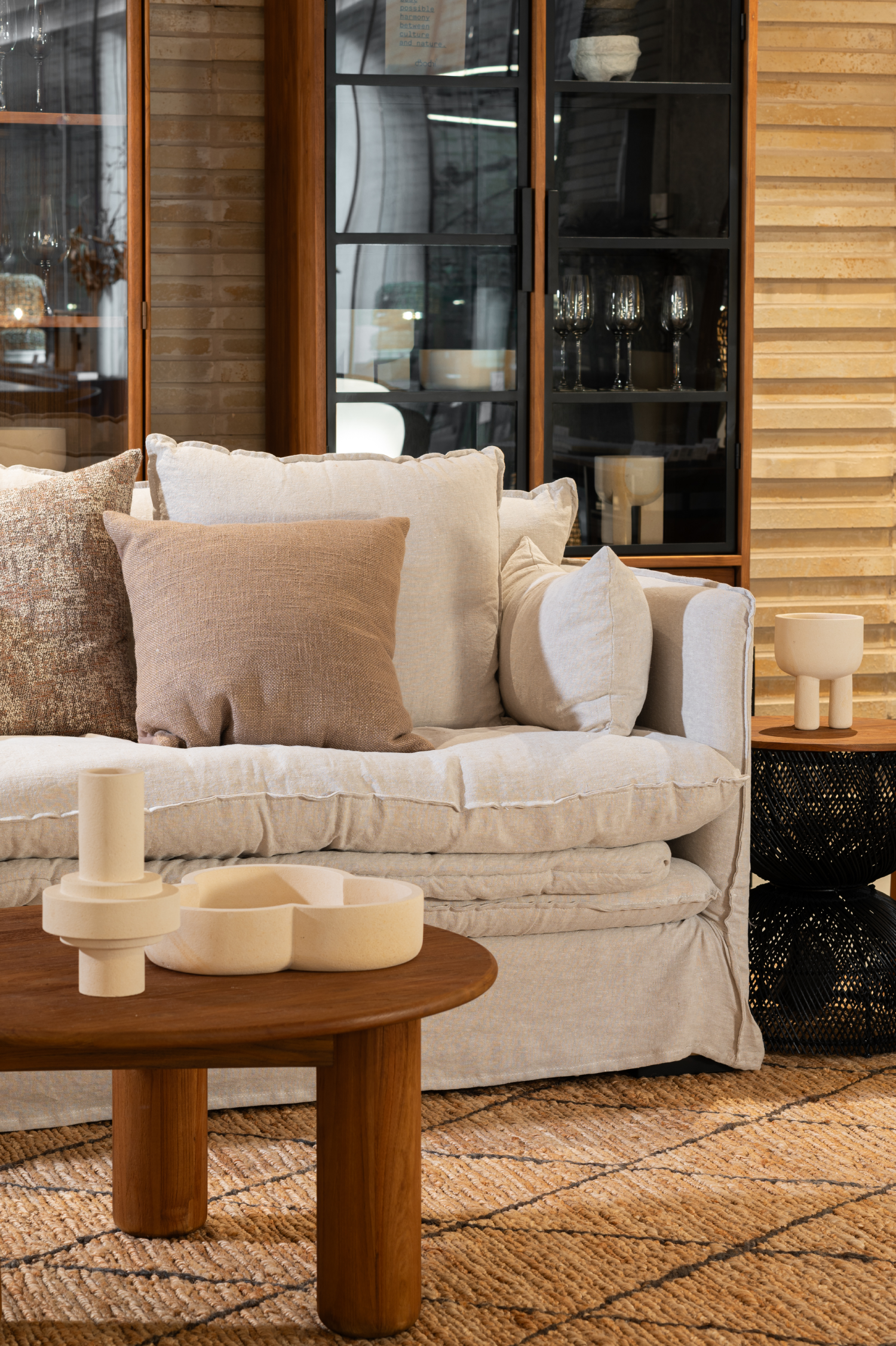 Pace 3 Seater Sofa With Arms - Neo Olive Linen - Floor Stock