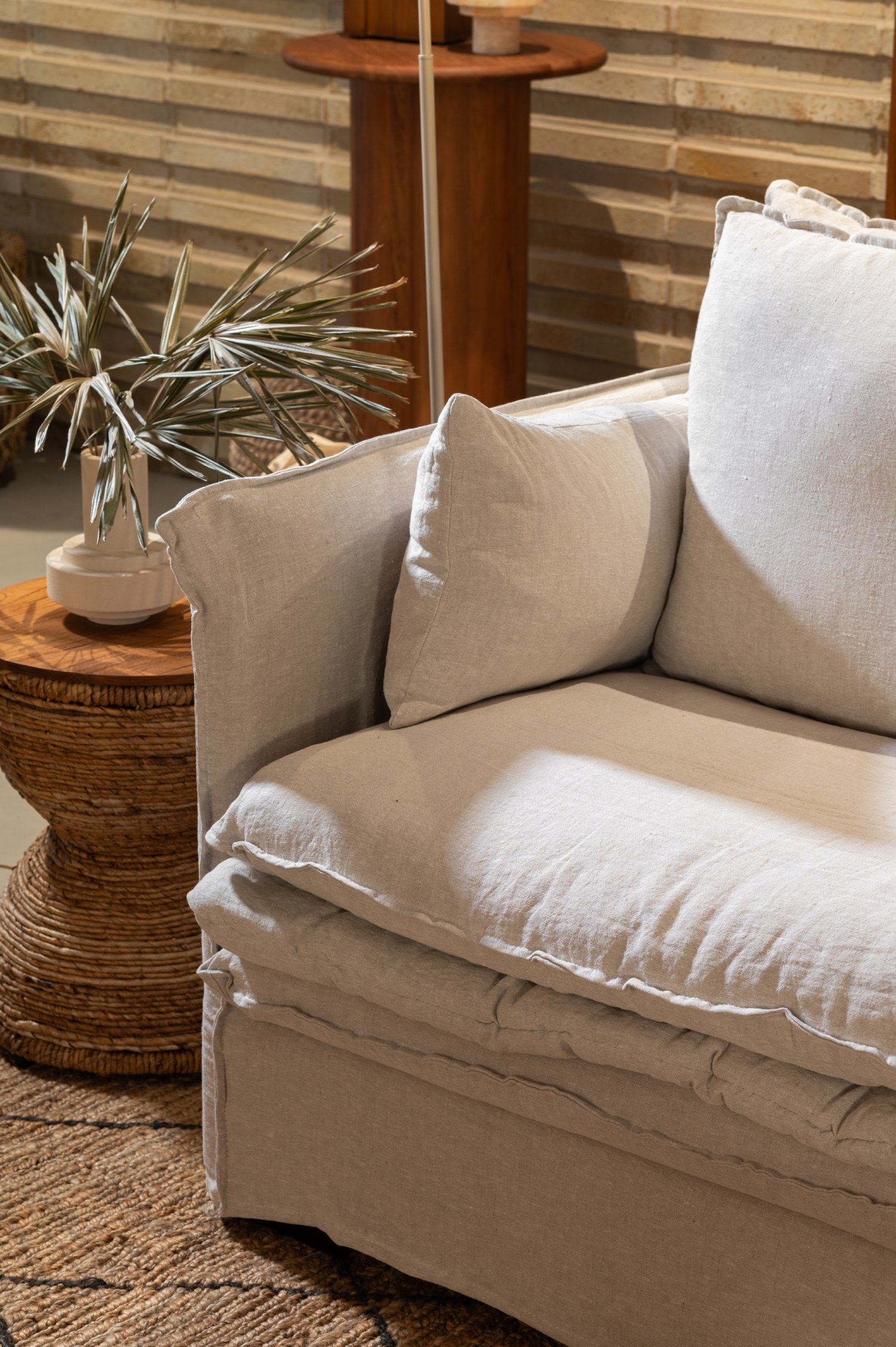 Pace 3 Seater Sofa With Arms - Neo Olive Linen - Floor Stock
