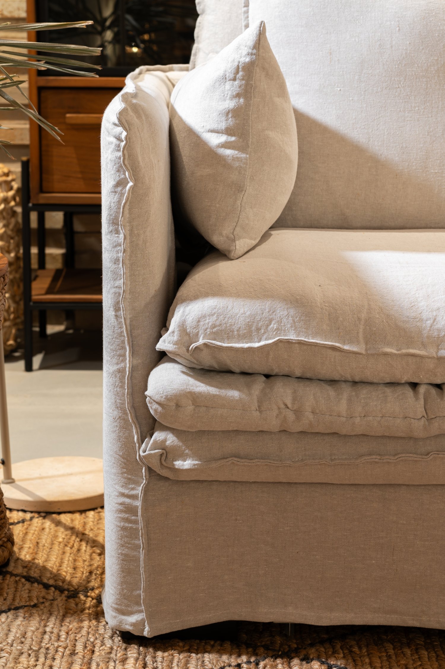 Pace 3 Seater Sofa With Arms - Neo Olive Linen - Floor Stock
