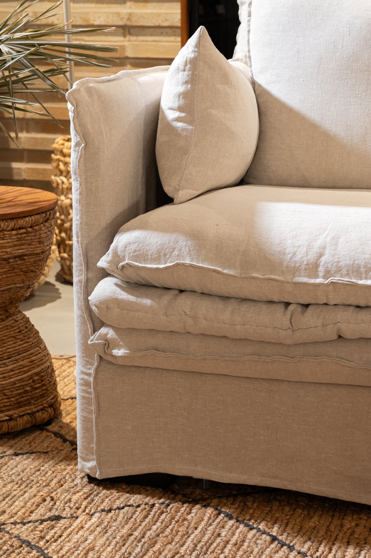Pace 3 Seater Sofa With Arms - Neo Olive Linen - Floor Stock