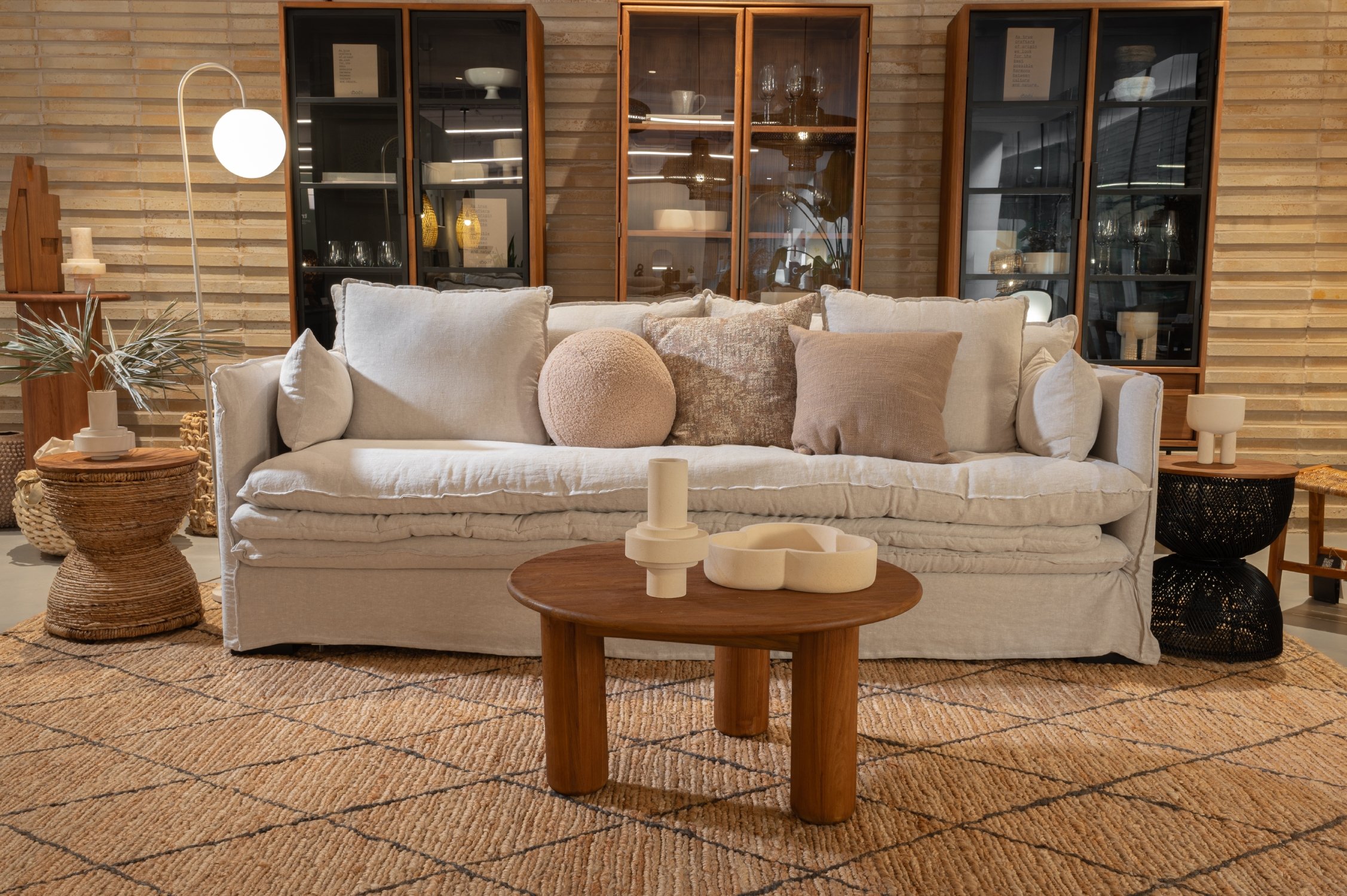 Pace 3 Seater Sofa With Arms - Neo Olive Linen - Floor Stock