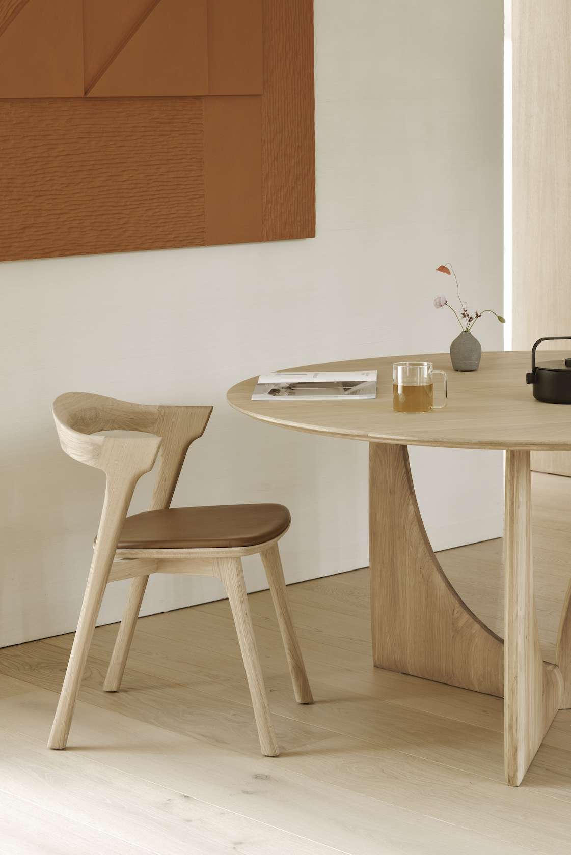 Ethnicraft Oak Bok Dining Chair - Leather - Black - Set of 8 - Floor Stock