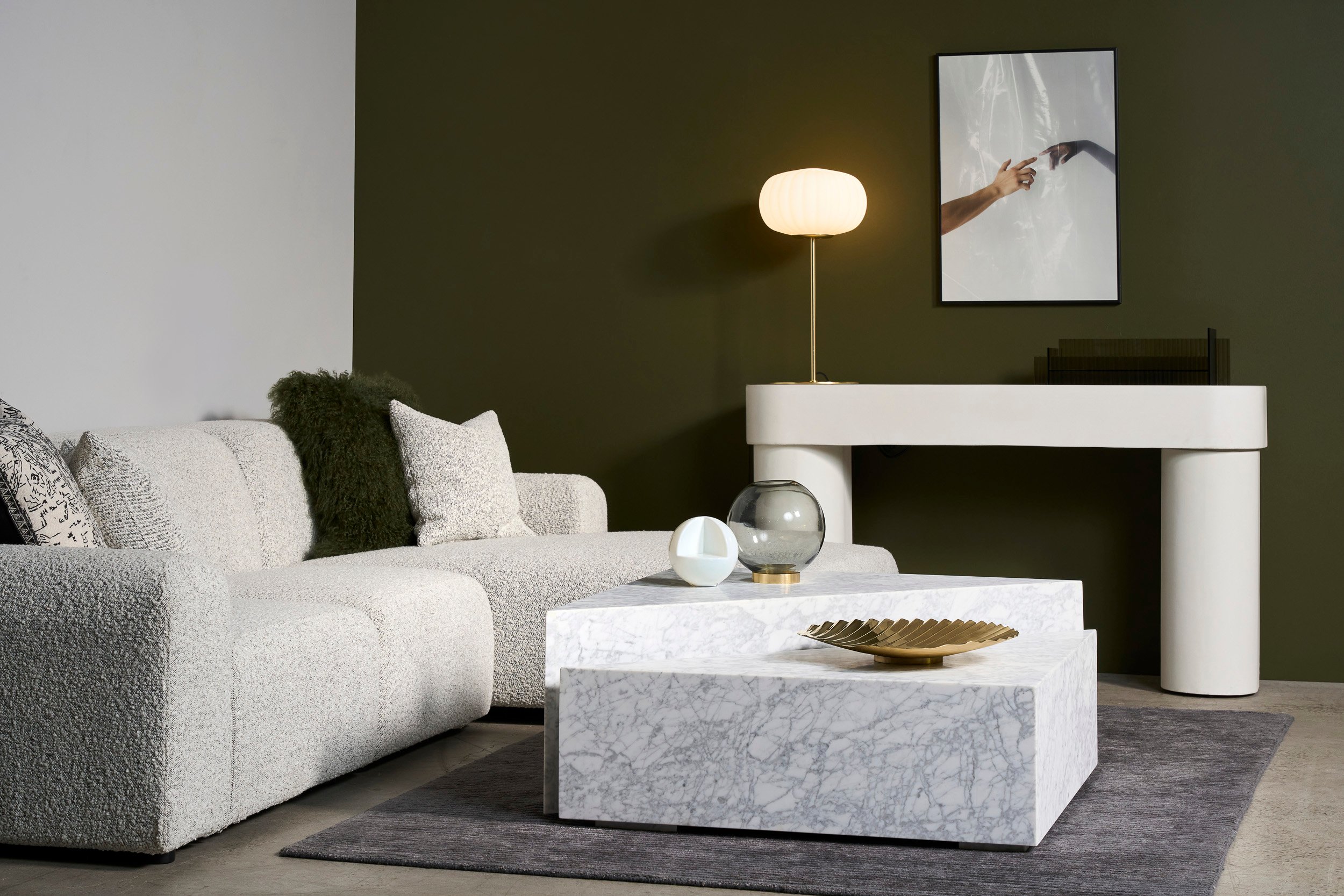 Hampton Sofa Set - Yarra Oreo Boucle - Floor Stock