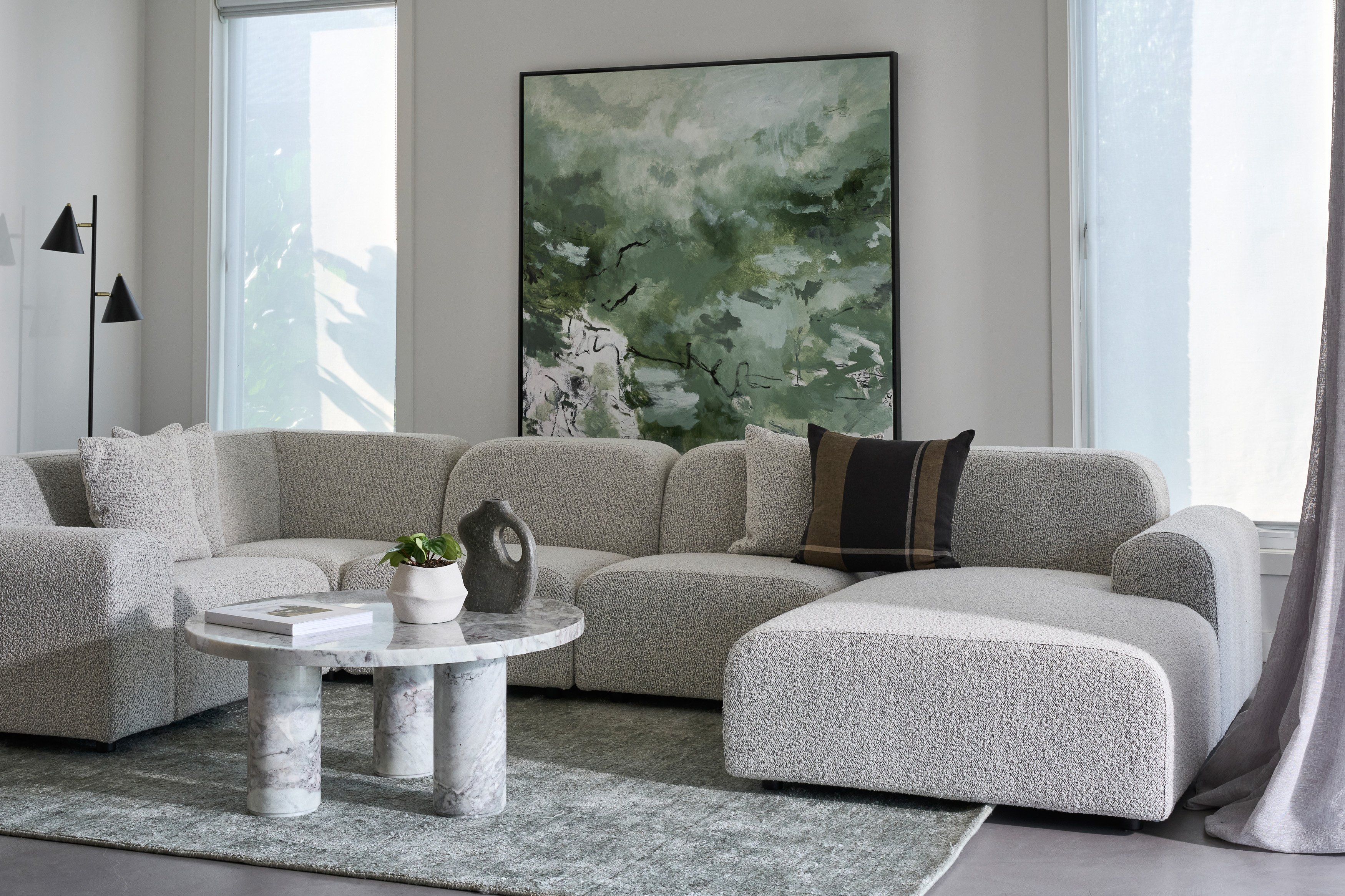 Hampton Sofa Set - Yarra Oreo Boucle - Floor Stock