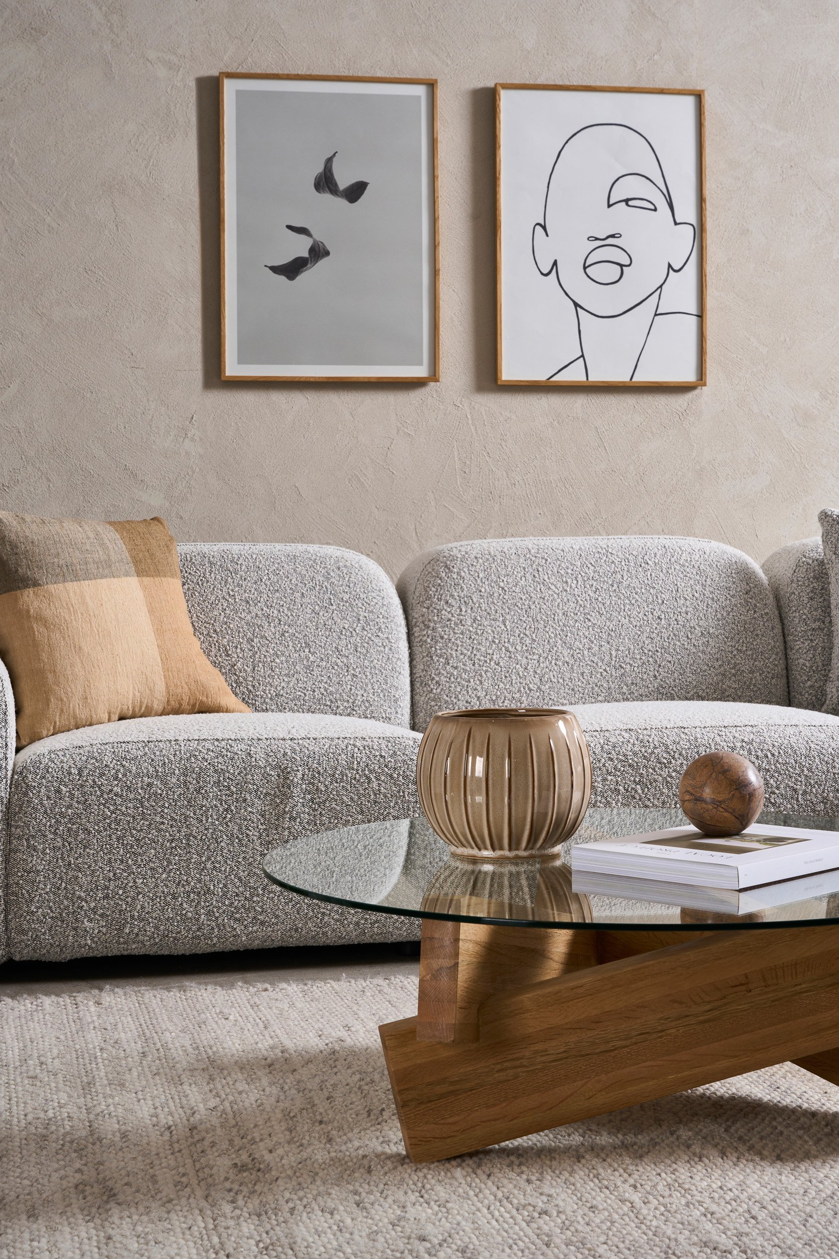 Hampton Sofa Set - Yarra Oreo Boucle - Floor Stock