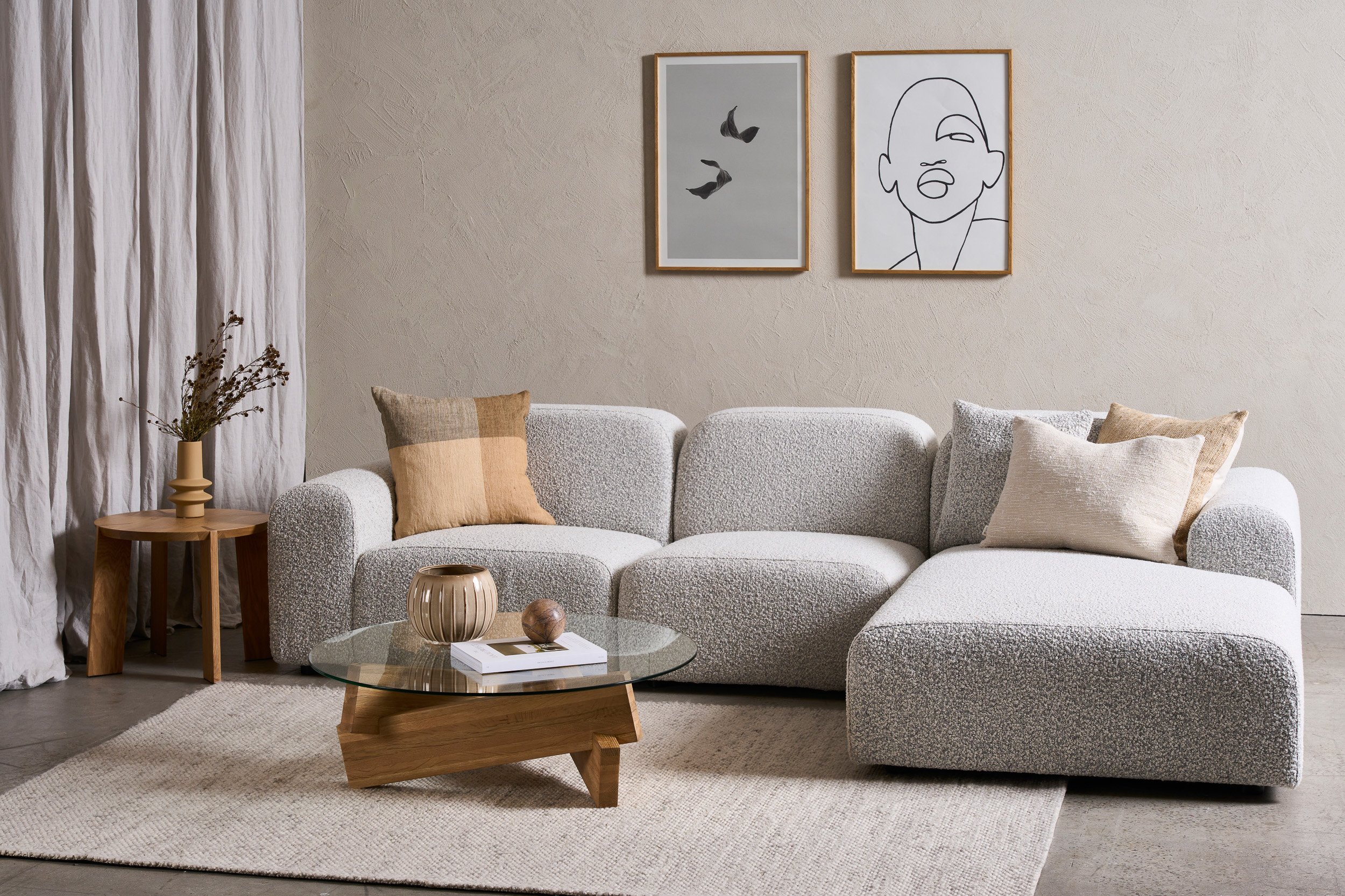 Hampton Sofa Set - Yarra Oreo Boucle - Floor Stock
