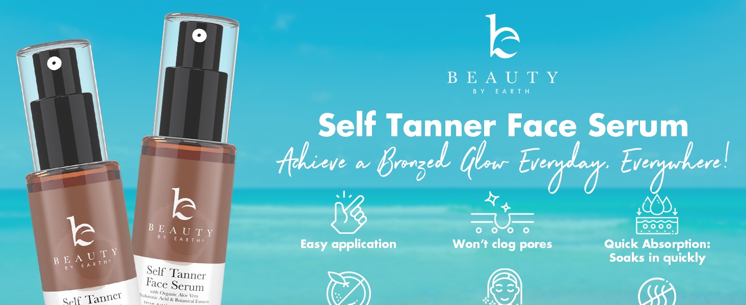 Self Tanner Face Serum, Archieve a Bronzed Glow Everyday, Everywhere! Easy application, Won't clog pores, Quick Absorption:Soaks in quickly, Never orange, Never streaky, Anti-aging: Contains Hyaluronic Acid and Organic Botanicals No artificial dyes & fragrance