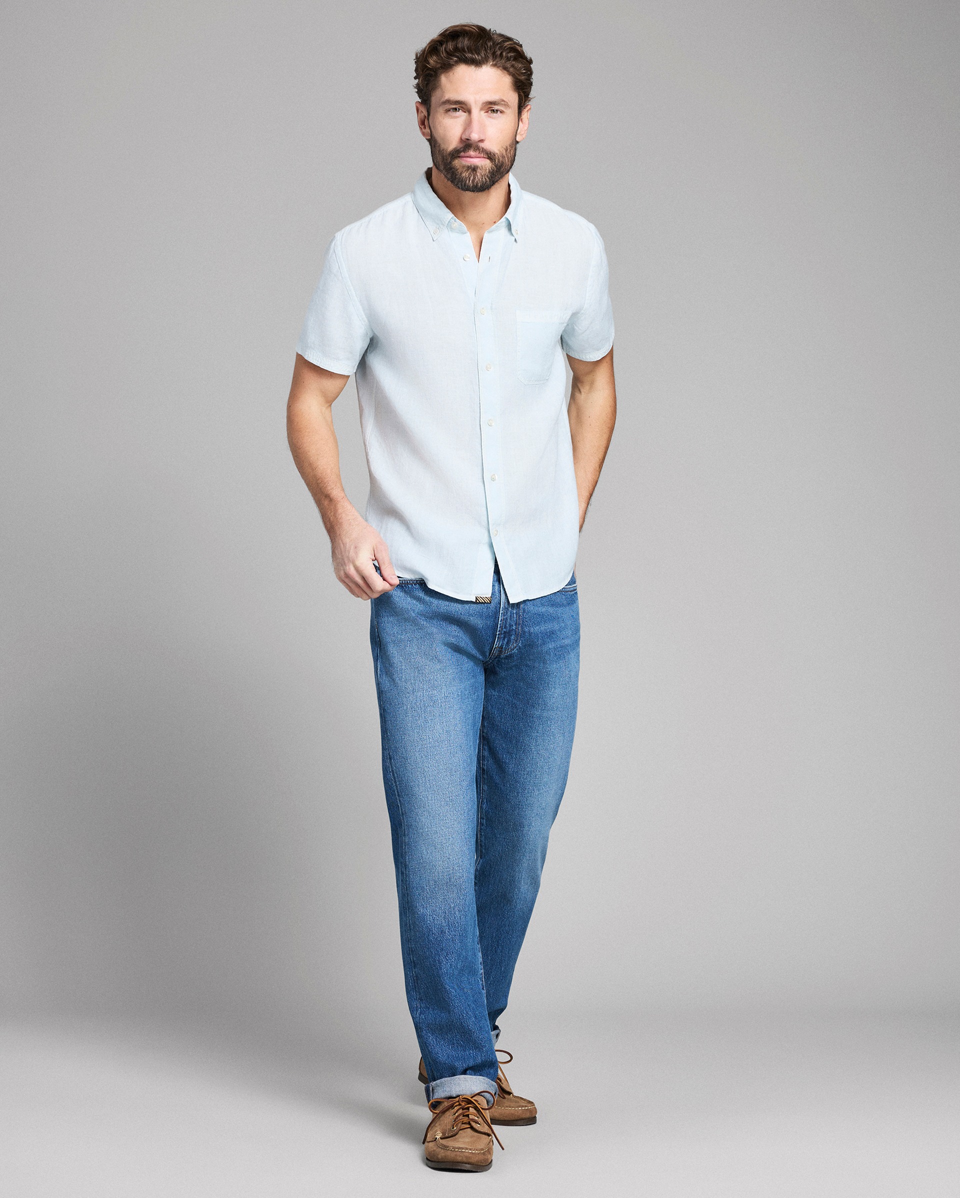 Model shows the fit of the shirt.