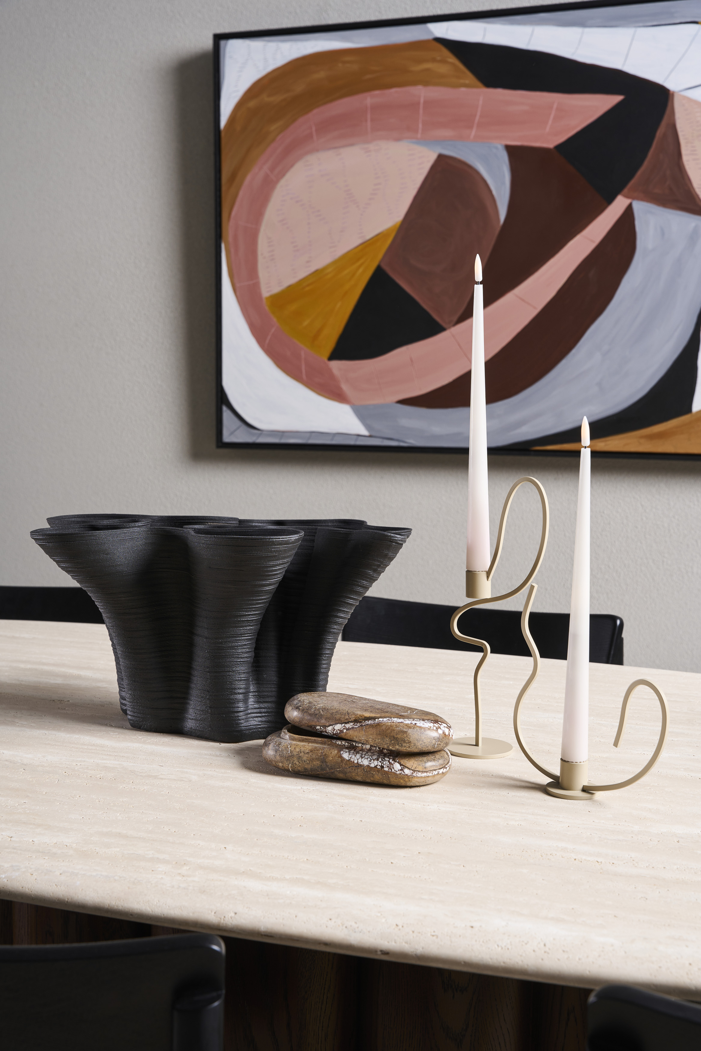 Kora Travertine Oval Dining Table