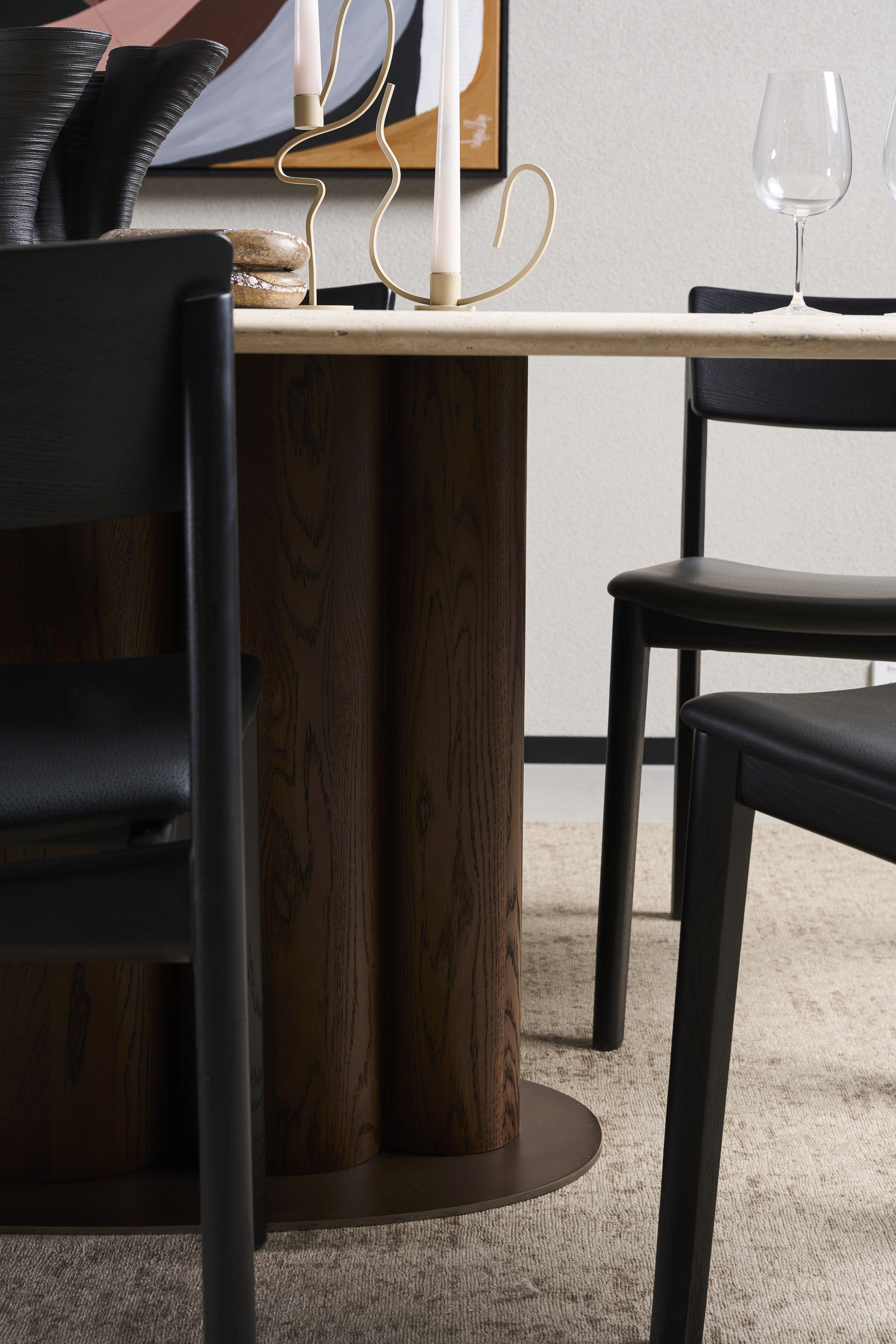 Kora Travertine Oval Dining Table