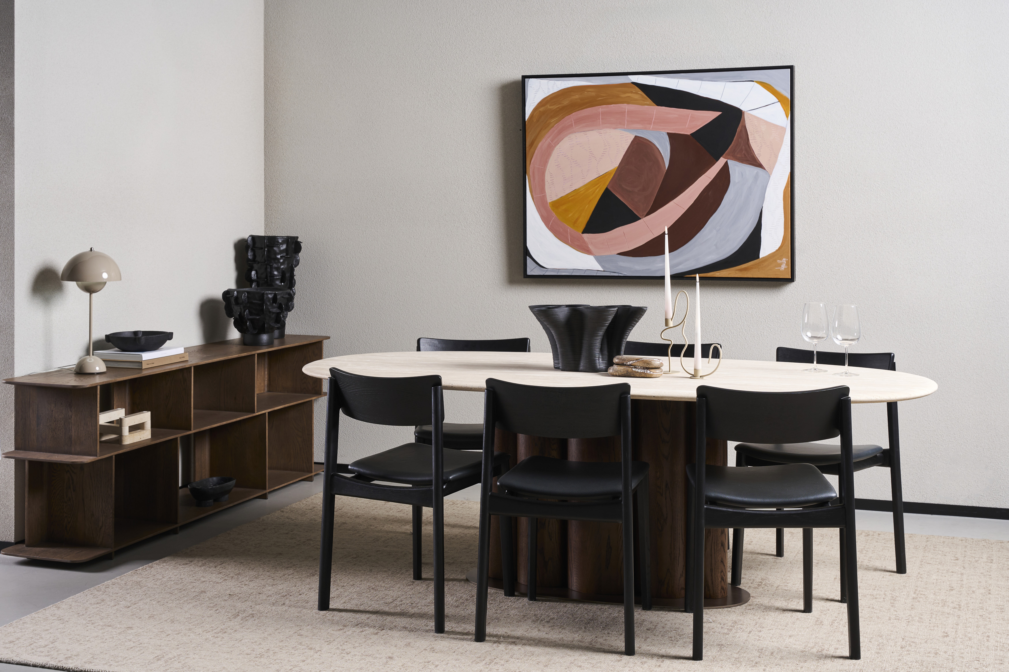 Kora Travertine Oval Dining Table