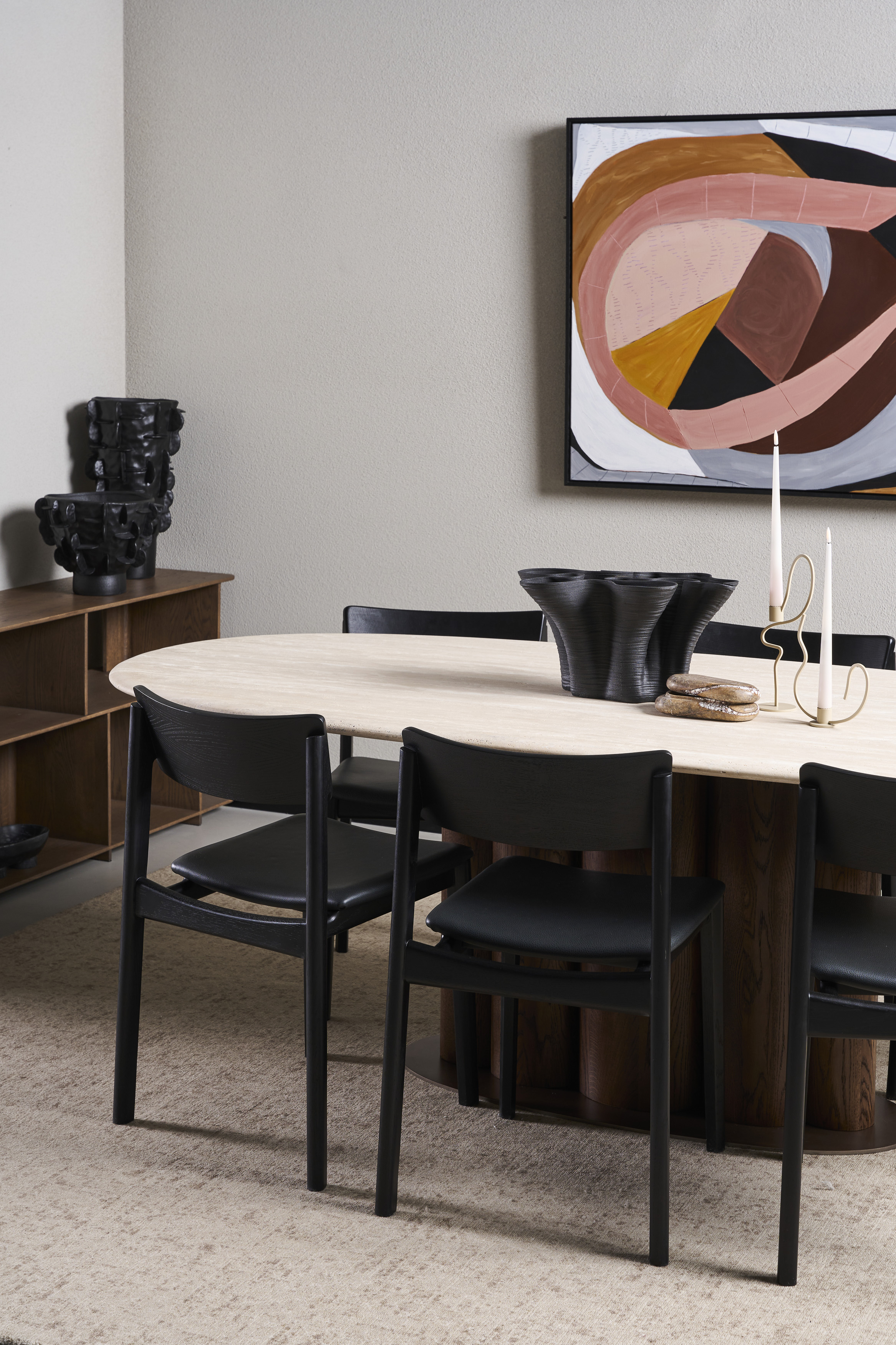Kora Travertine Oval Dining Table