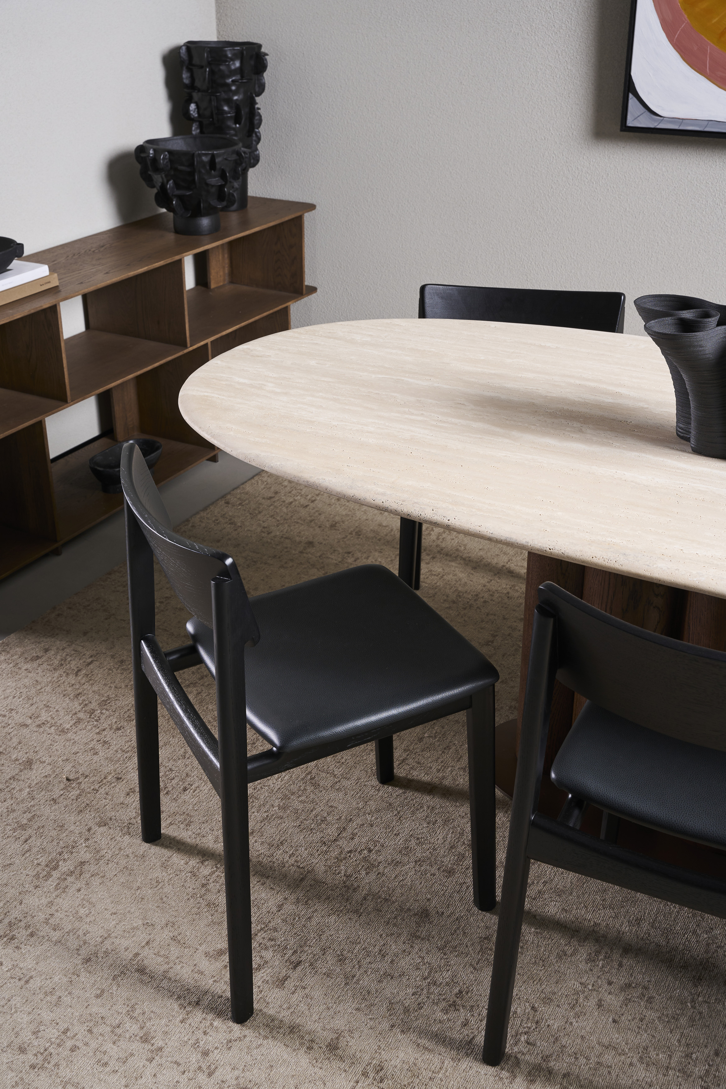 Kora Travertine Oval Dining Table