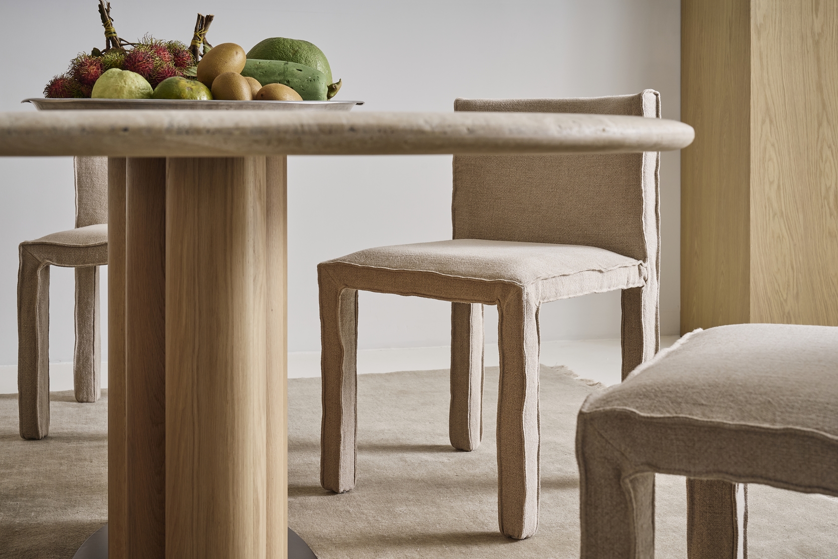 Kora Travertine Oval Dining Table