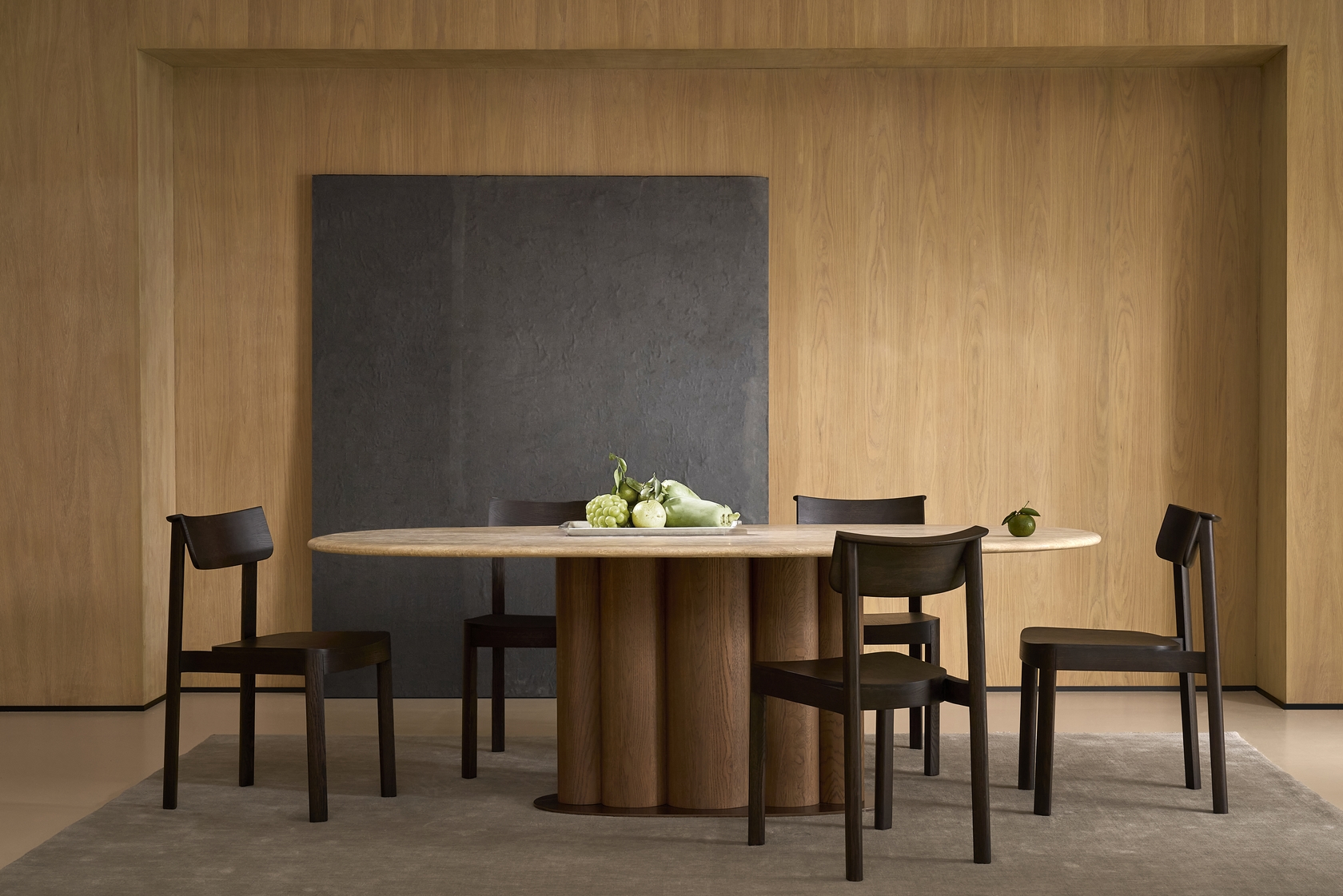 Kora Travertine Oval Dining Table