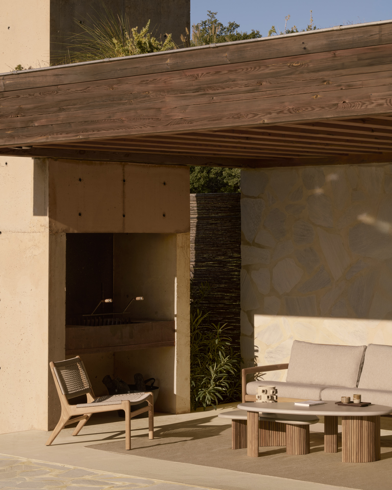 Ethnicraft Teak Jack Woven Outdoor Lounge Chair