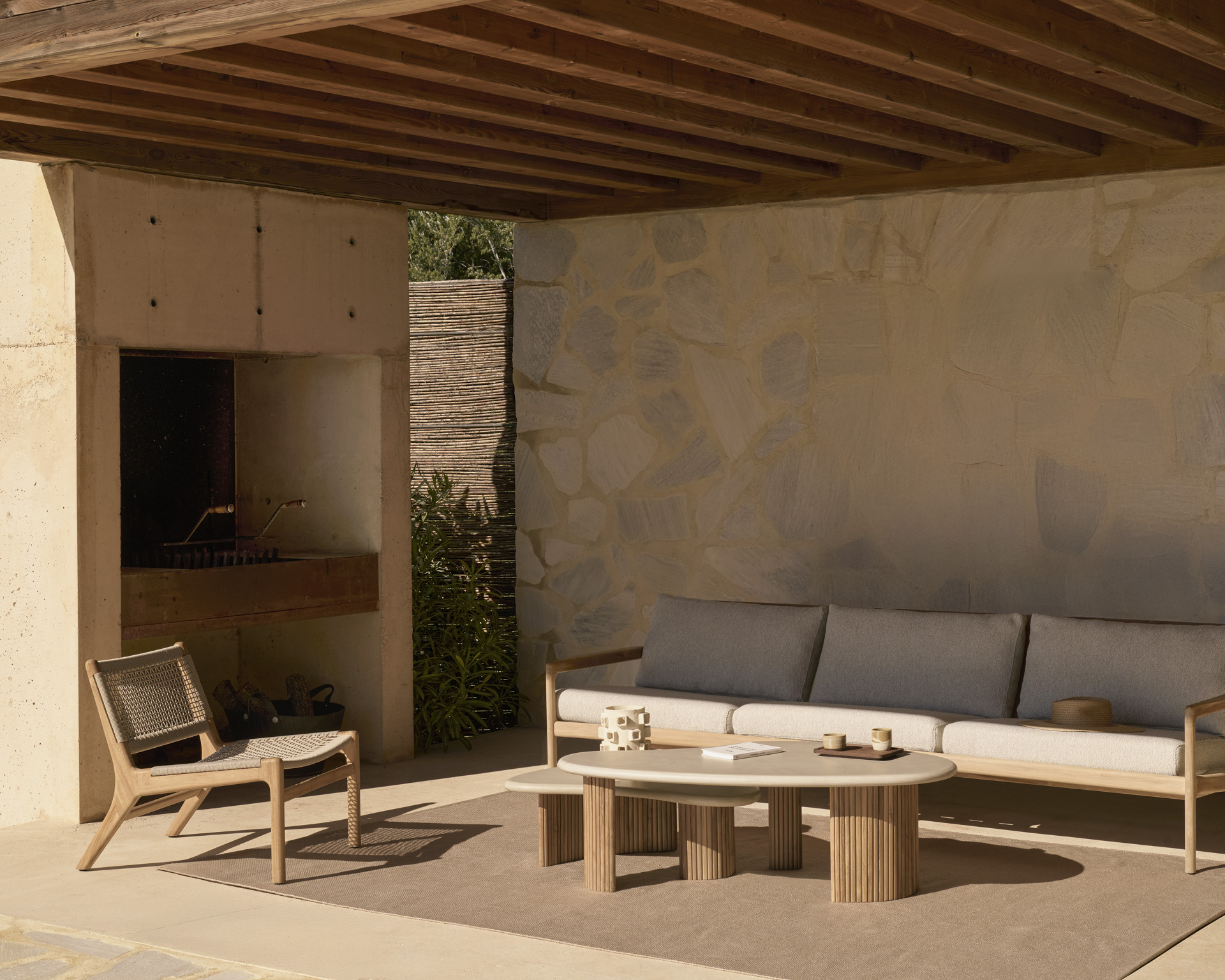 Ethnicraft Teak Jack Woven Outdoor Lounge Chair