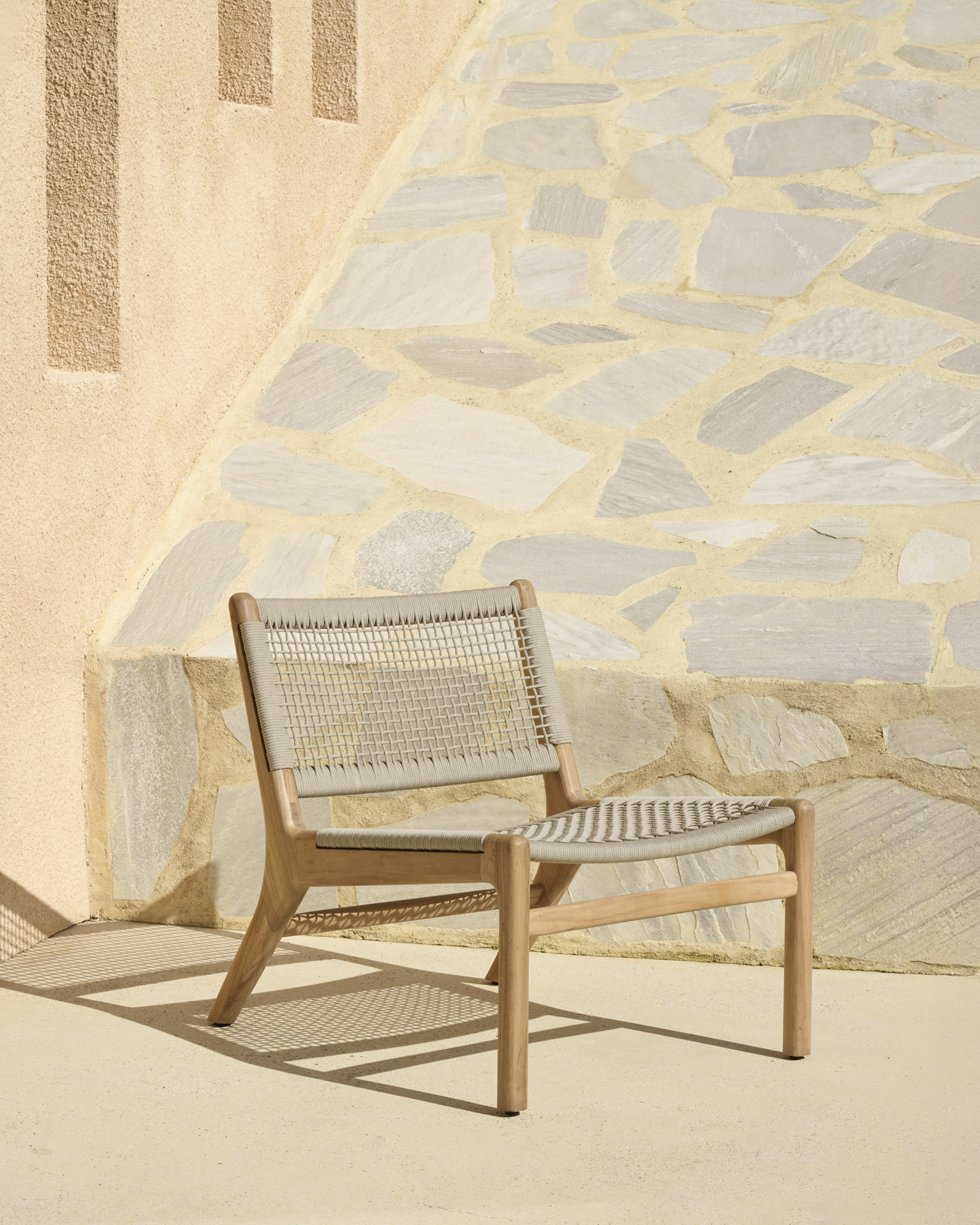 Ethnicraft Teak Jack Woven Outdoor Lounge Chair