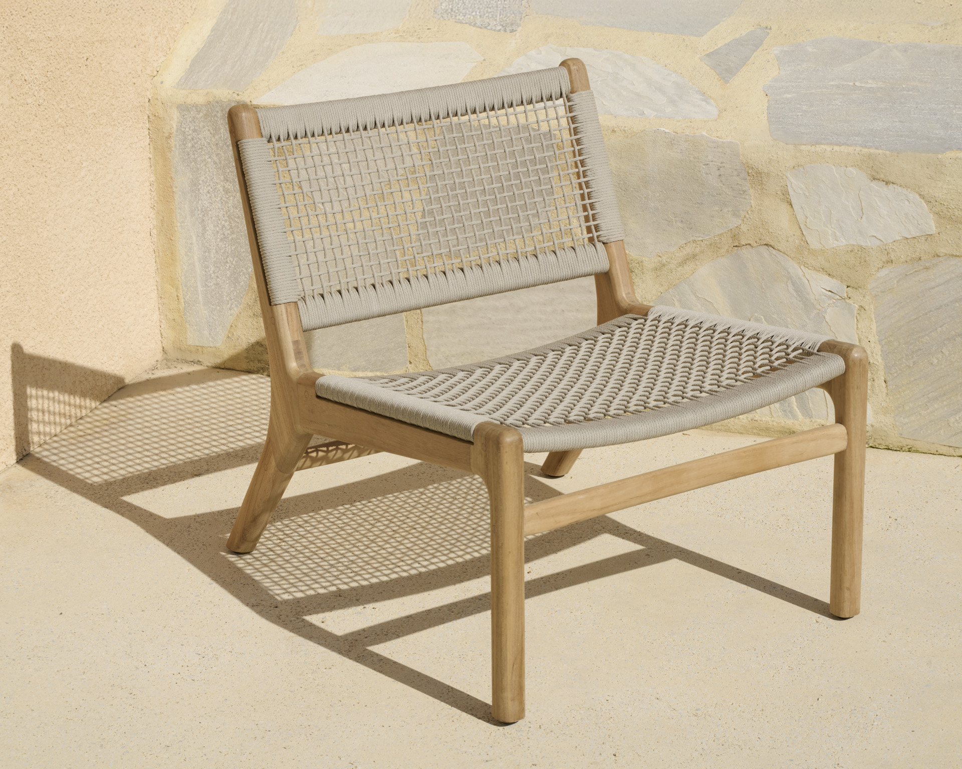 Ethnicraft Teak Jack Woven Outdoor Lounge Chair