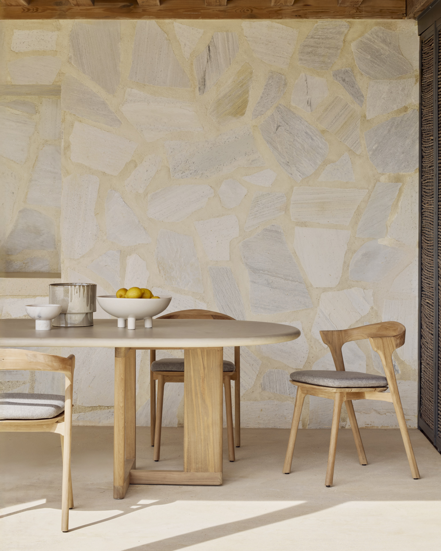 Ethnicraft Reclaimed Teak Trestle Outdoor Dining Table