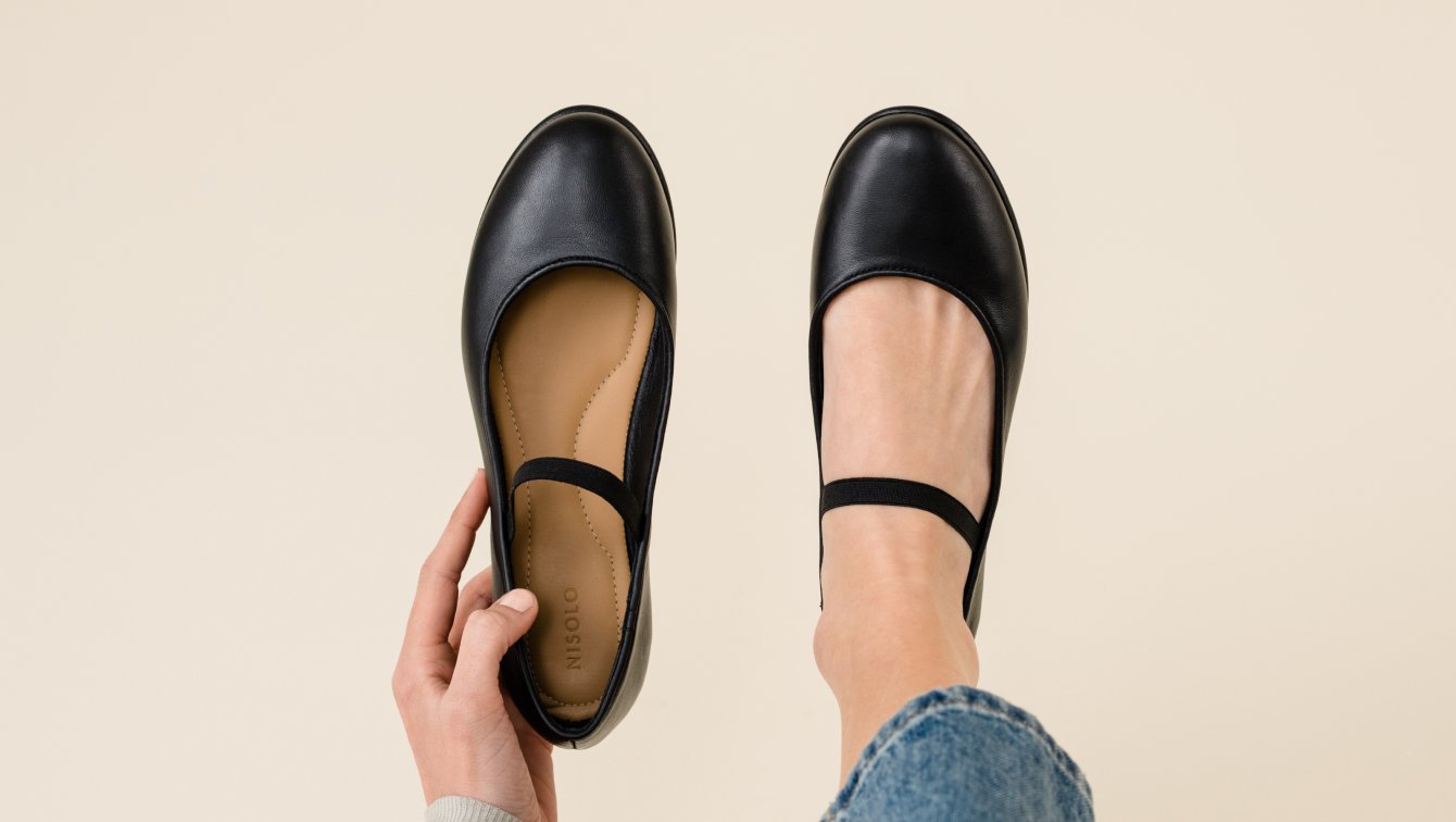 Nisolo Bea Mary Jane Ballet Cap Toe Black/Bone