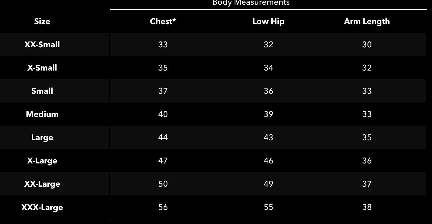 Size chart