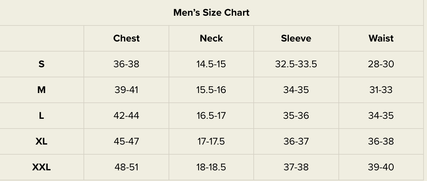 Size chart