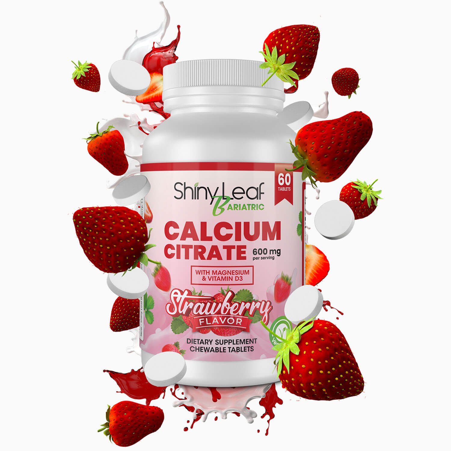 Calcium Citrate 600 mg Chewable Strawberry Tablets What's Inside